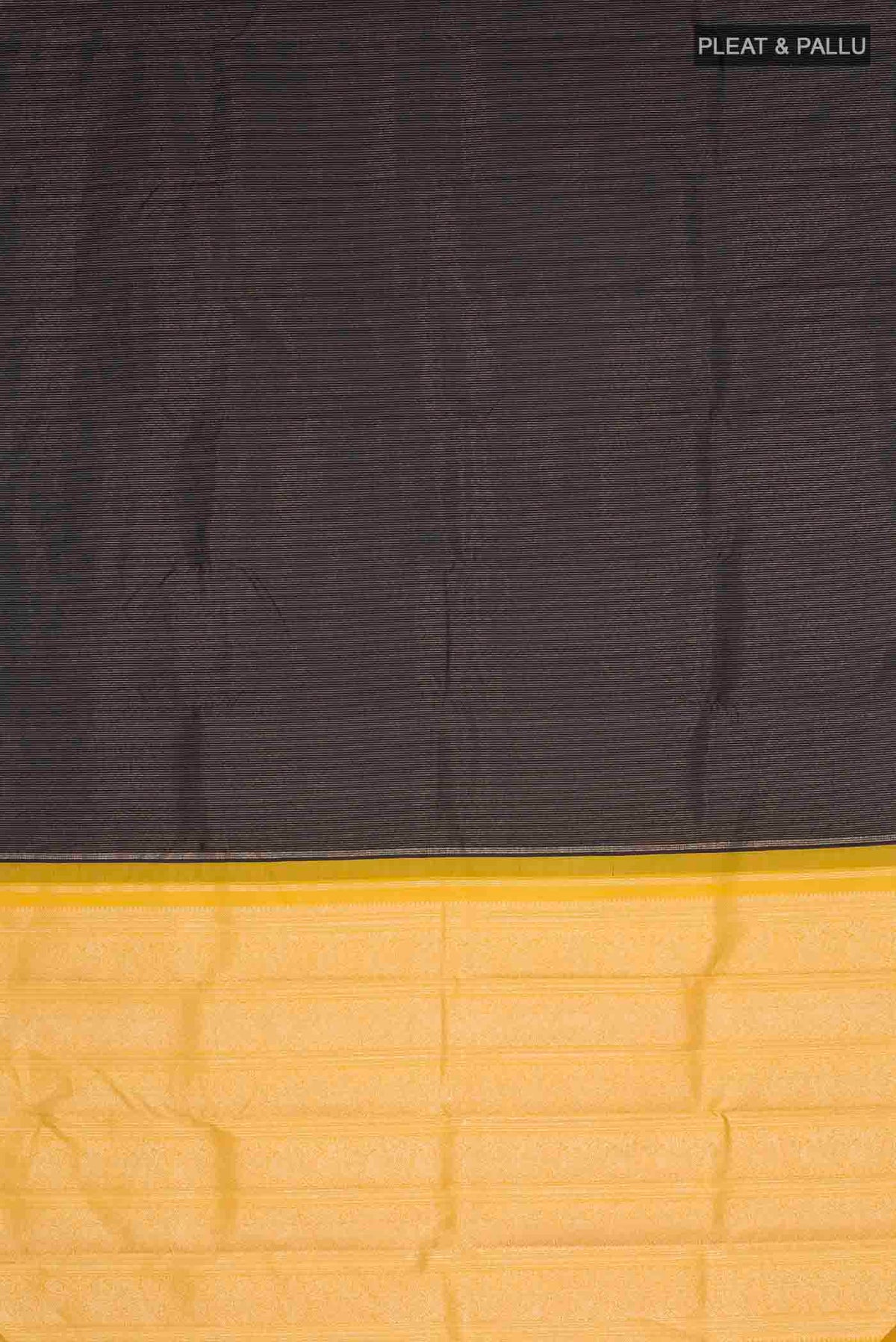 Flat view of Black Kanchipuram Silk Saree with Stripes on the body and Without Border