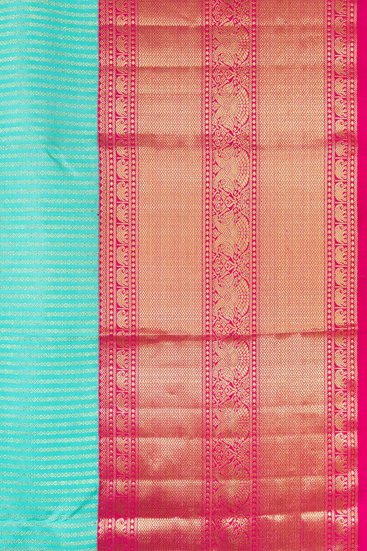 Border image of Sea Green Dual Tone Kanchipuram Silk Saree with Zari Brocade on the body and Zari Border. 