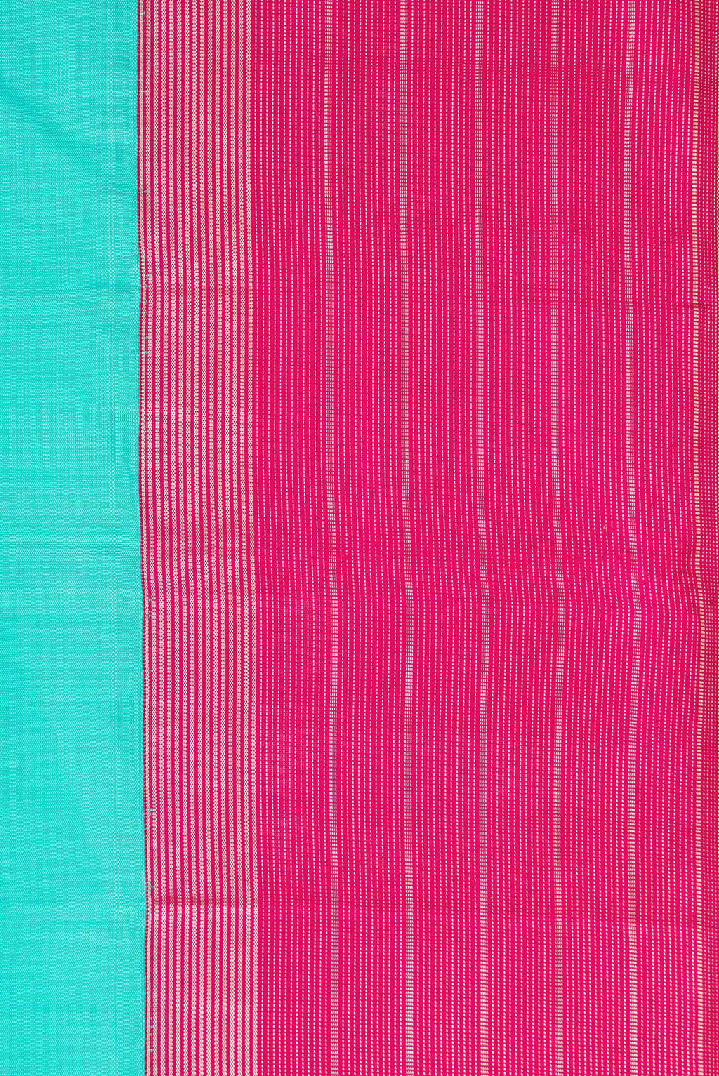 Border image of Sea Green Dual Tone Kanjivaram Silk Saree with Plain Body and Zari Border. 