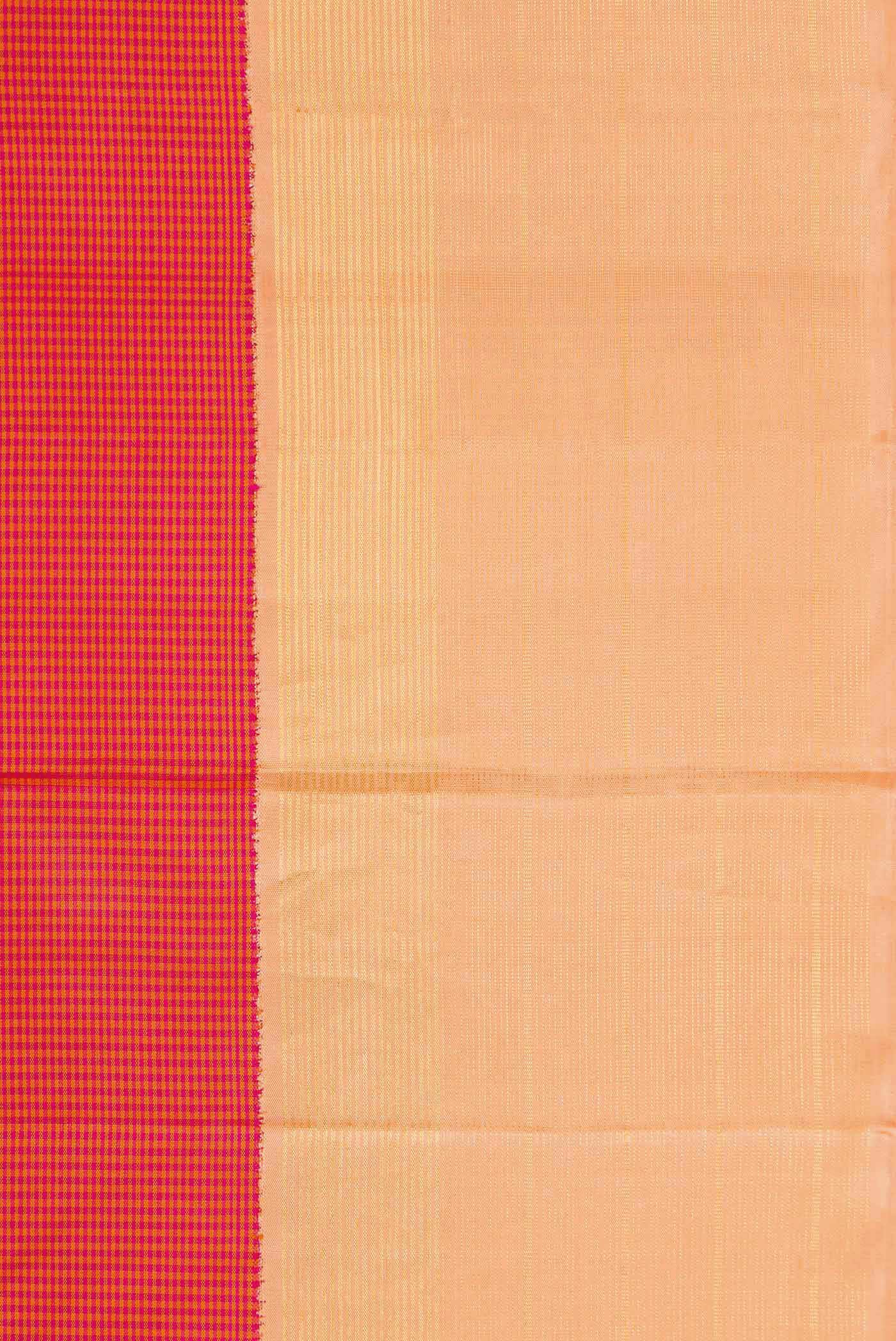 Border image of Dark Pink Dual Tone Kanjivaram Silk Saree with Checked design on the body and Zari Border. 