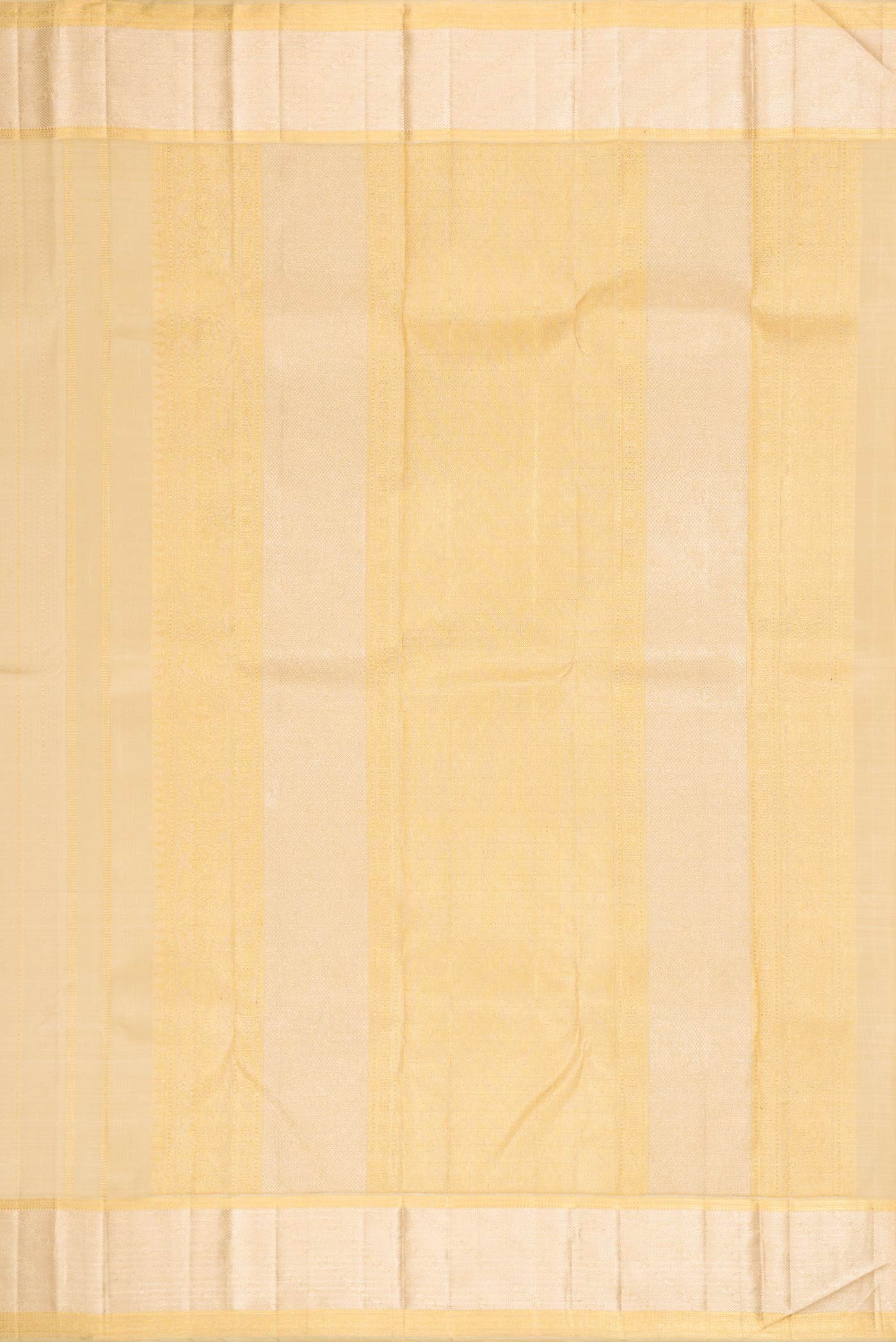 Close up image of the pallu of Sandal Dual Tone Kanjivaram Silk Saree with Jacquard With Zari Butta on the body and Zari Border. 