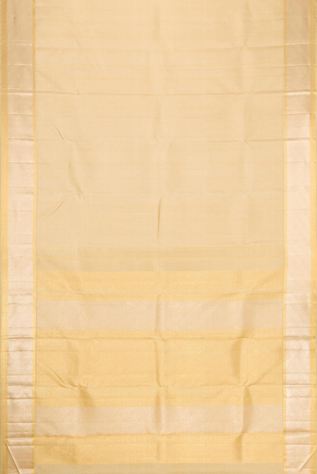 Flat view of Sandal Dual Tone Kanjivaram Silk Saree with Jacquard With Zari Butta on the body and Zari Border. 