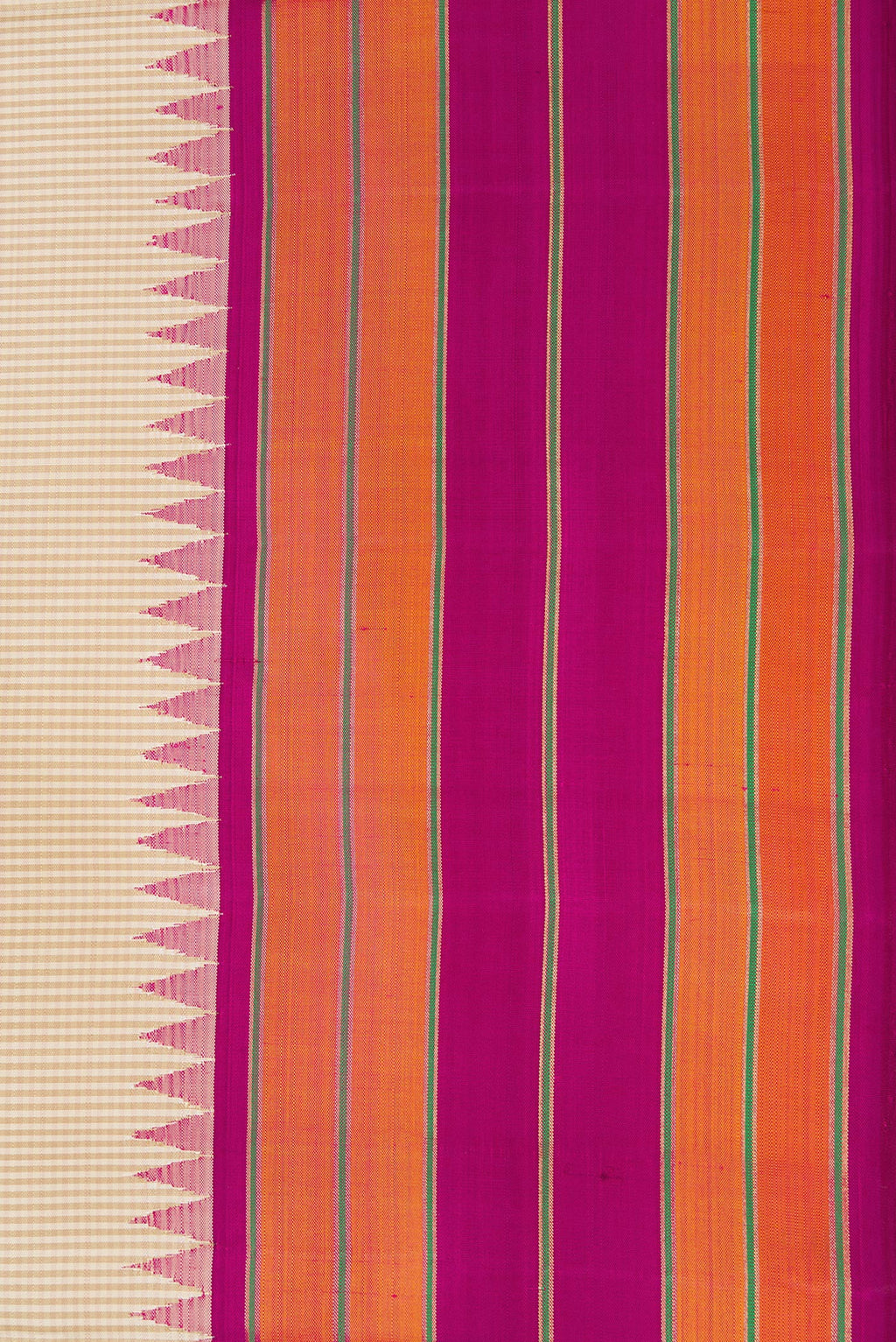 Border image of Dark Beige Dual Tone Kanjivaram Silk Saree with Checked design on the body and Zari Border. 