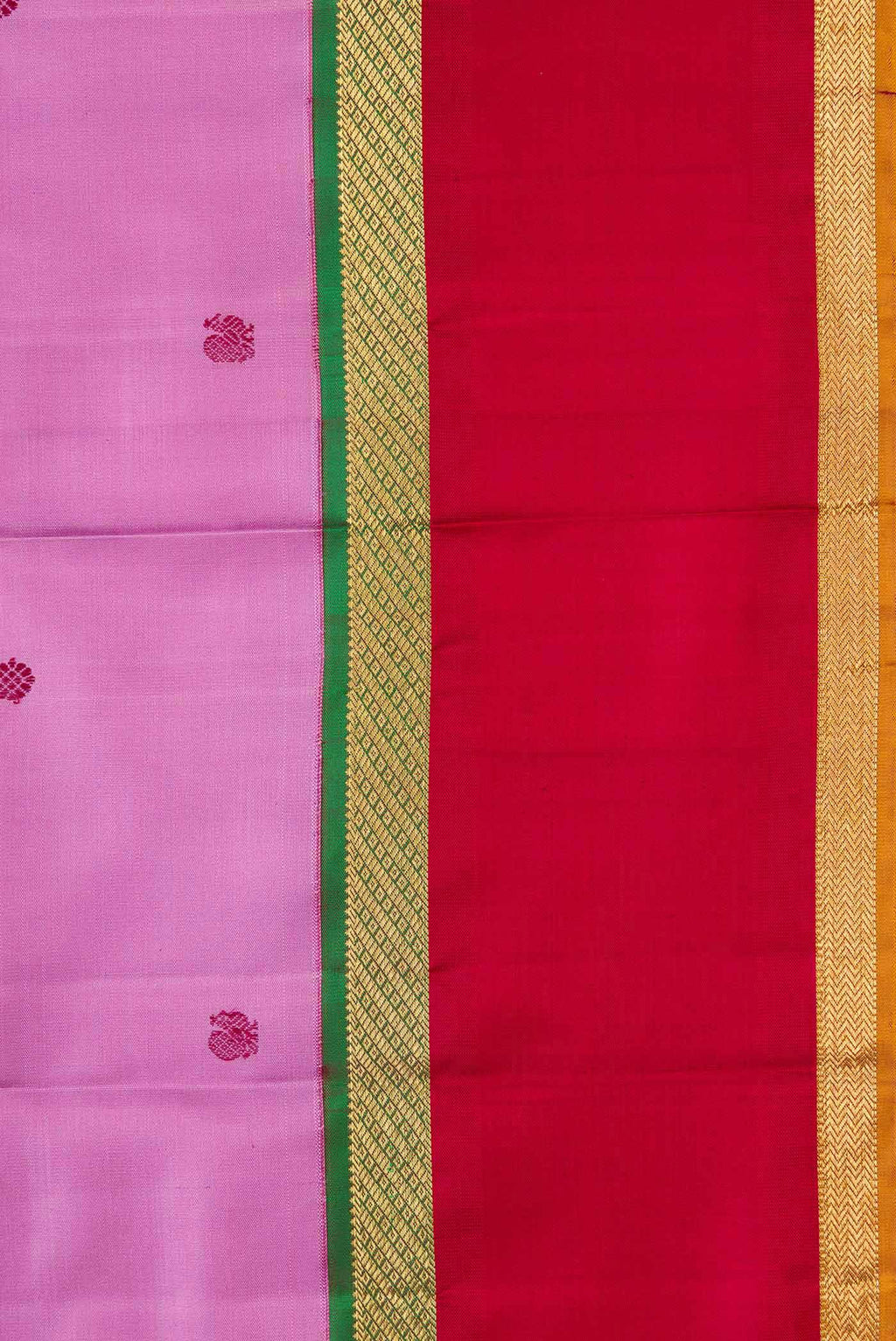 Border image of Pure Silk Pure Zari Lavender Dual Tone Kanchipuram Saree with Thread Butta on the body and Zari Border