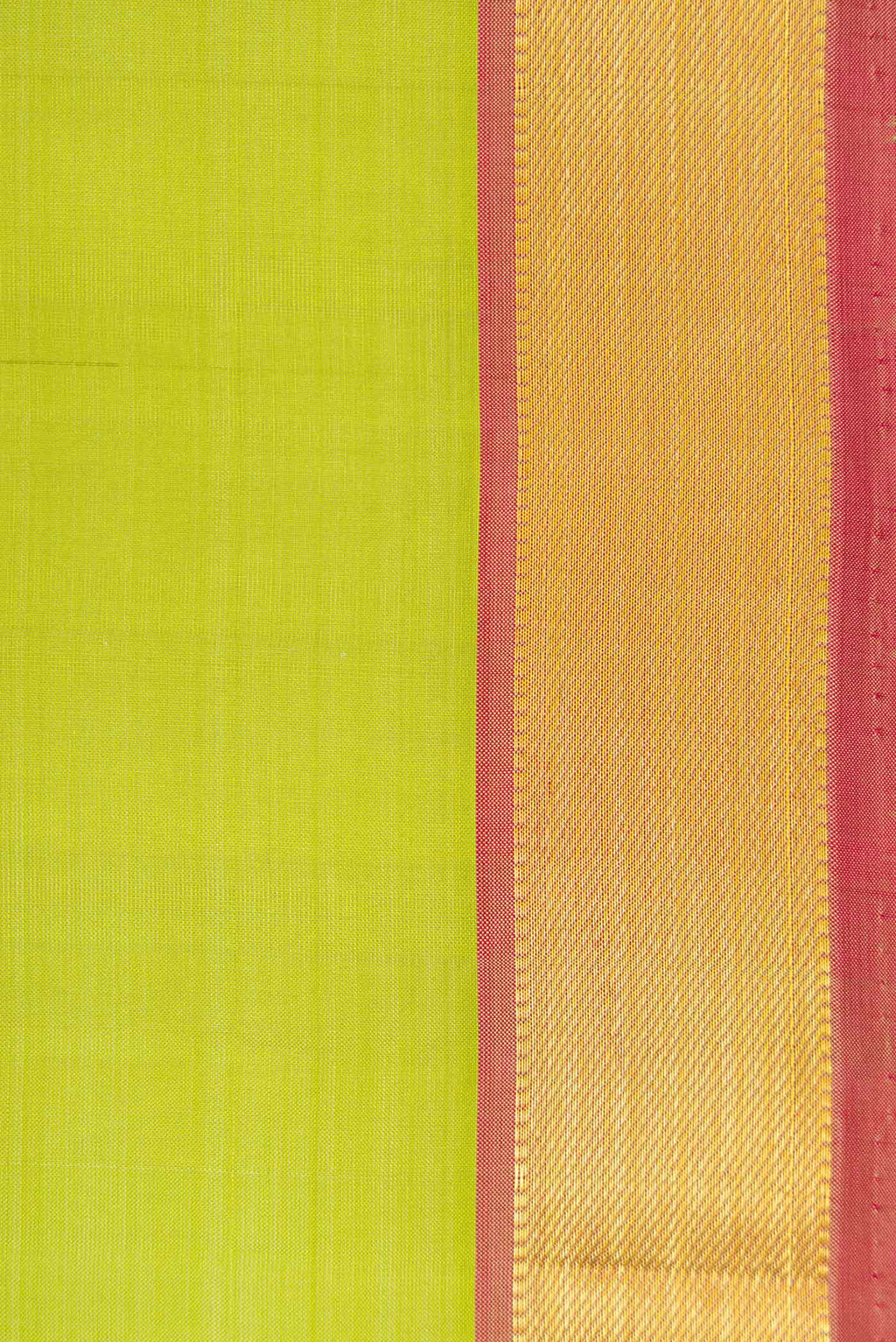 Border image of Pista Green Dual Tone Kanjivaram Silk Saree with Plain Body and Zari Border. 