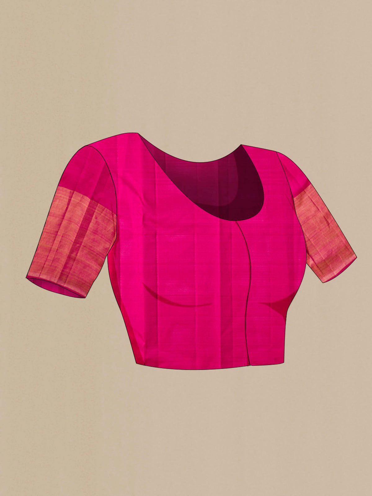 Close up image of the blouse of Purple Kanchipuram Silk Saree with Zari Butta on the body and Zari Border