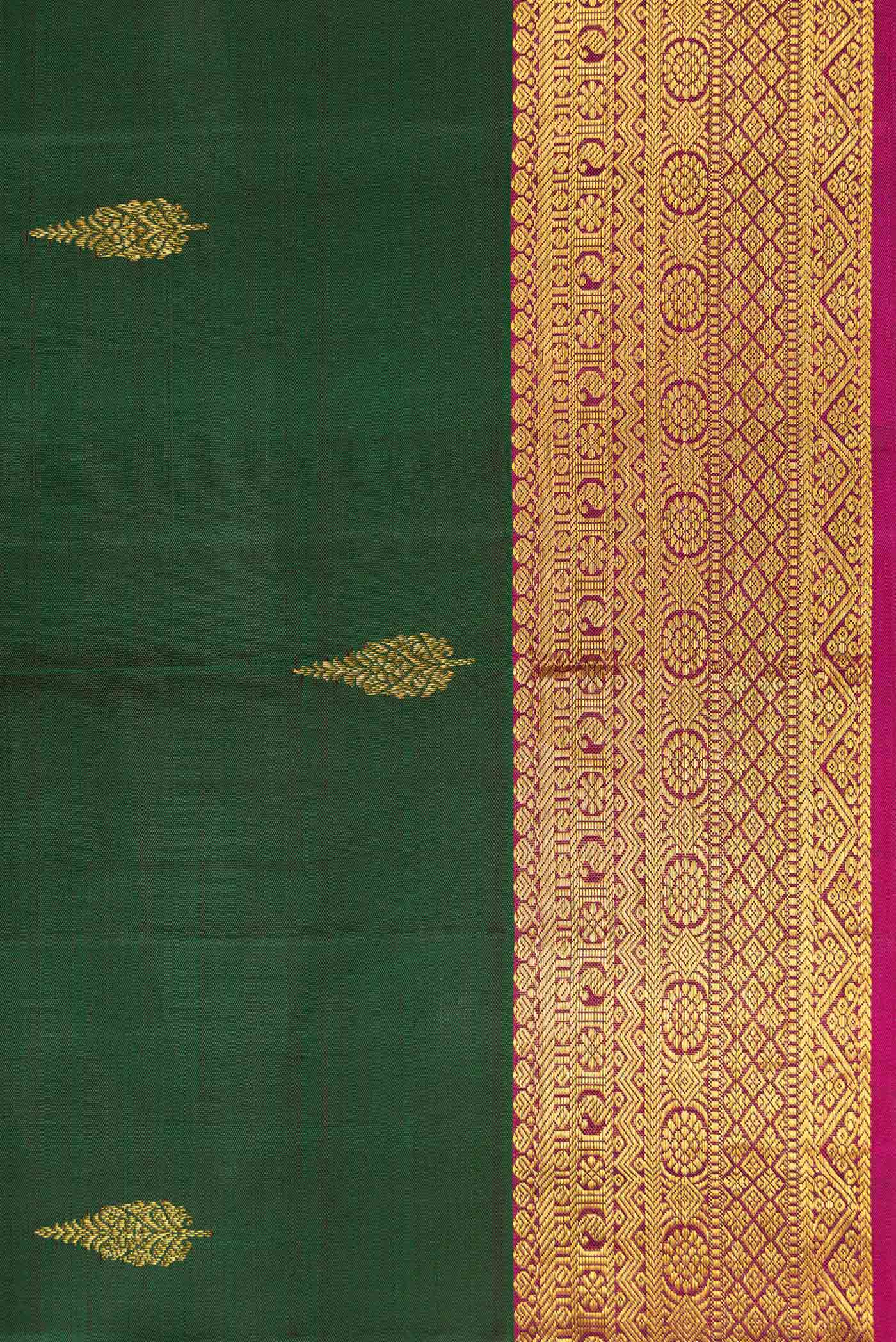 Border image of Green Dual Tone Kanchipuram Silk Saree with Zari Butta on the body and Zari Border