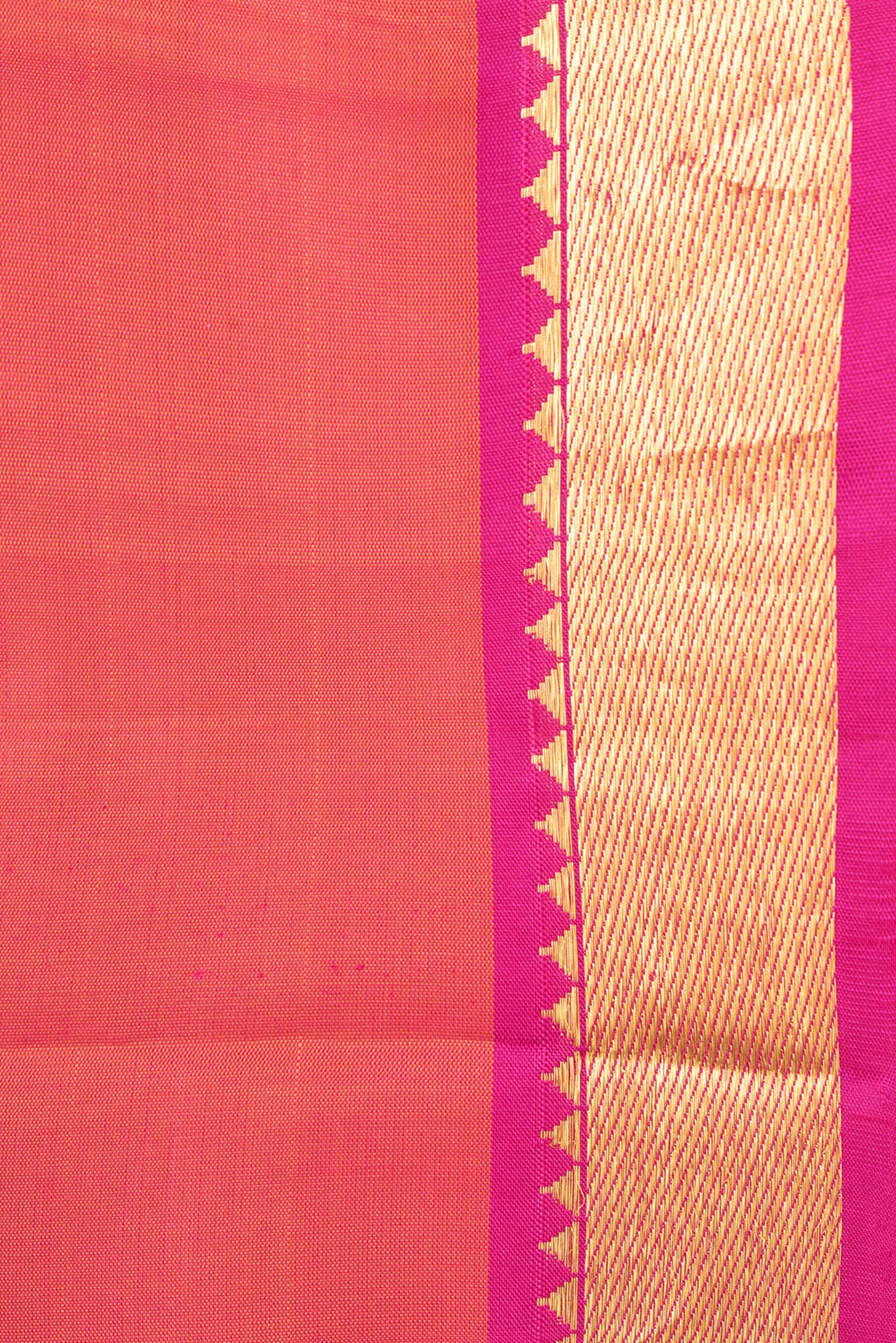 Border image of Coral Dual Tone Kanchipuram Silk Saree with Zari Butta on the body and Zari Border. 