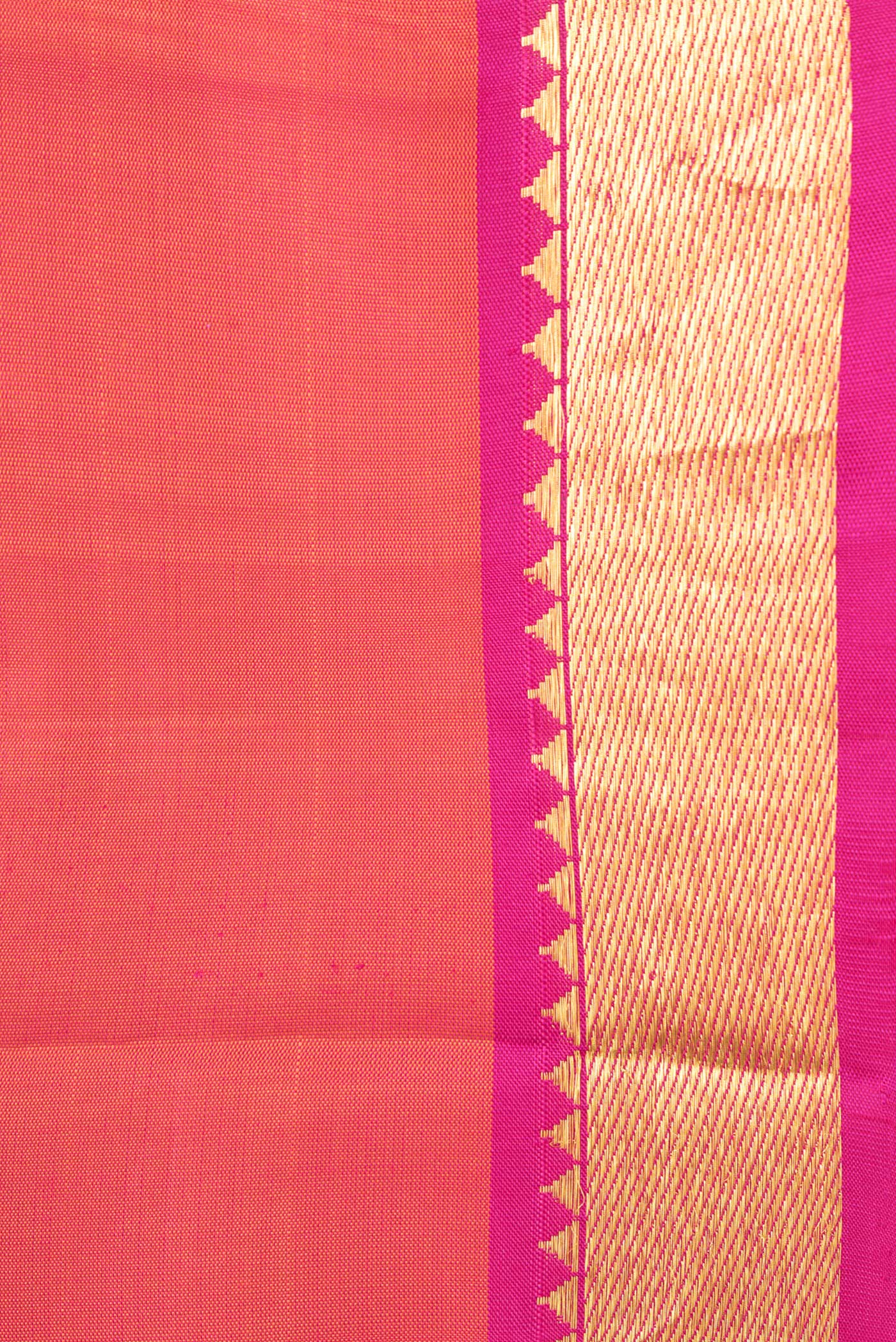Border image of Coral Dual Tone Kanchipuram Silk Saree with Zari Butta on the body and Zari Border. 