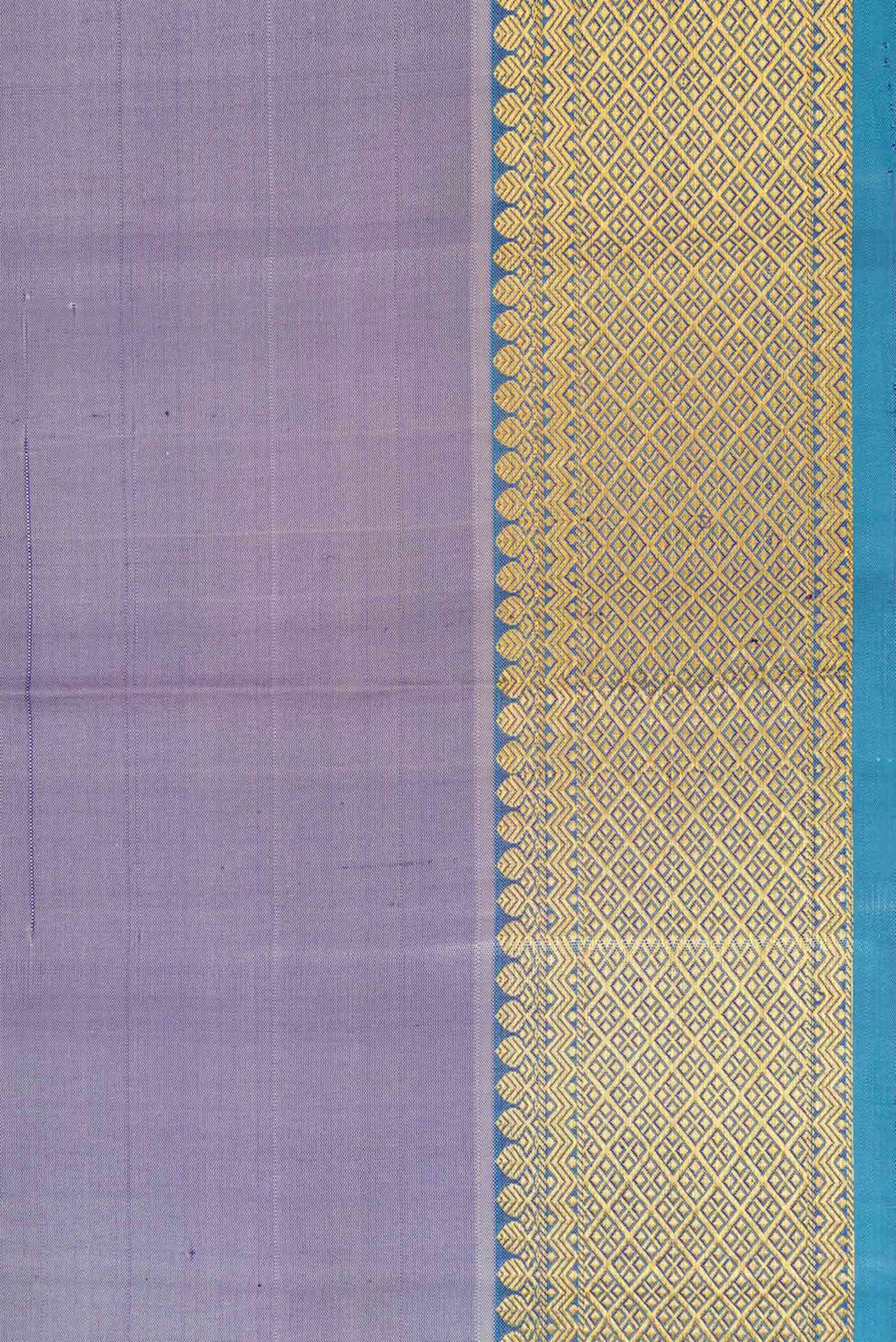 Border image of Lavender Dual Tone Kanchipuram Silk Saree with Plain Body and Zari Border. 