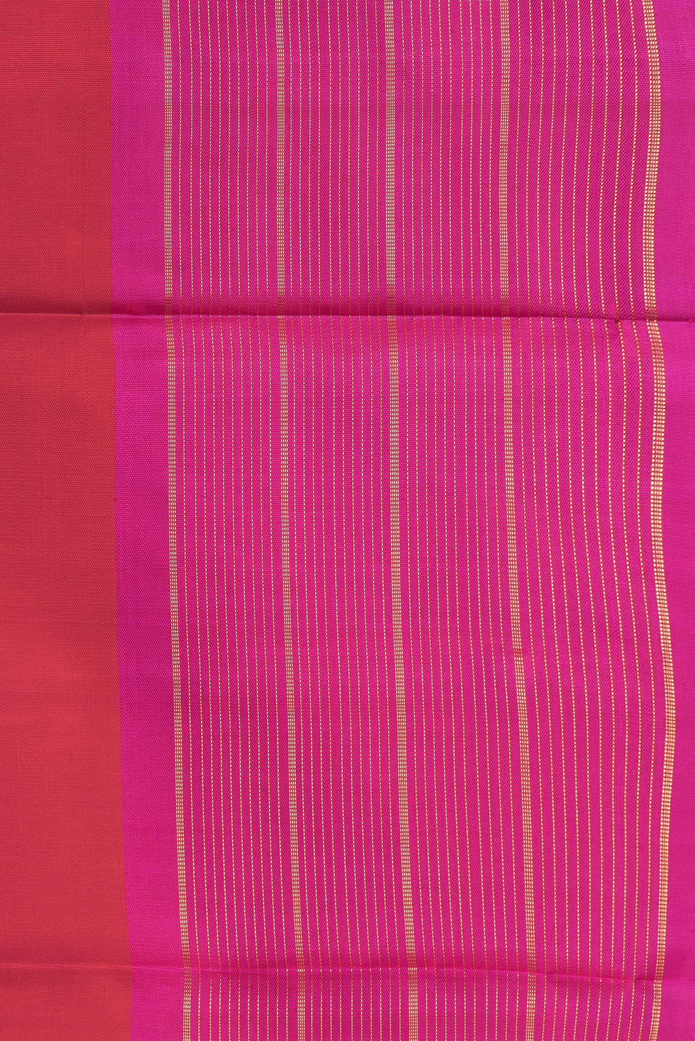 Border image of Red Dual Tone Kanchipuram Silk Saree with Zari Butta on the body and Zari Border. 