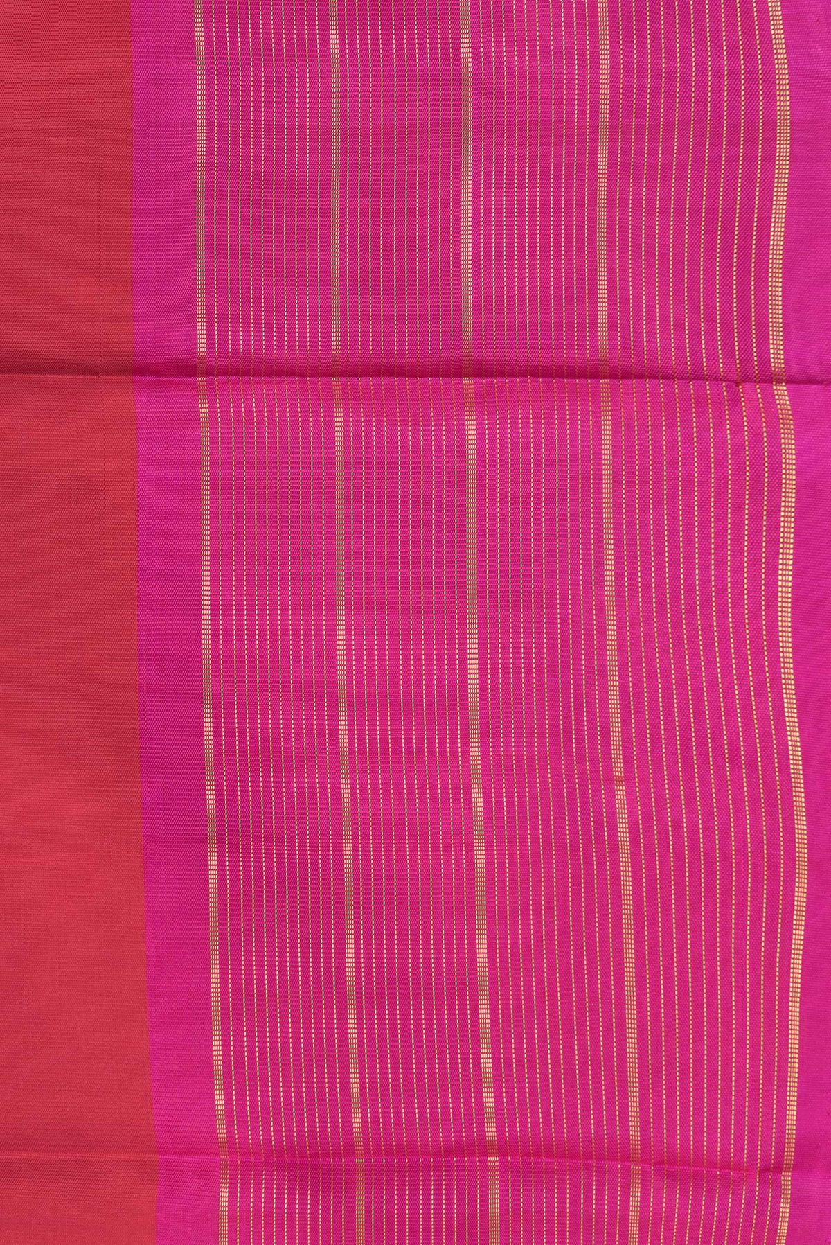 Border image of Red Dual Tone Kanchipuram Silk Saree with Zari Butta on the body and Zari Border. 