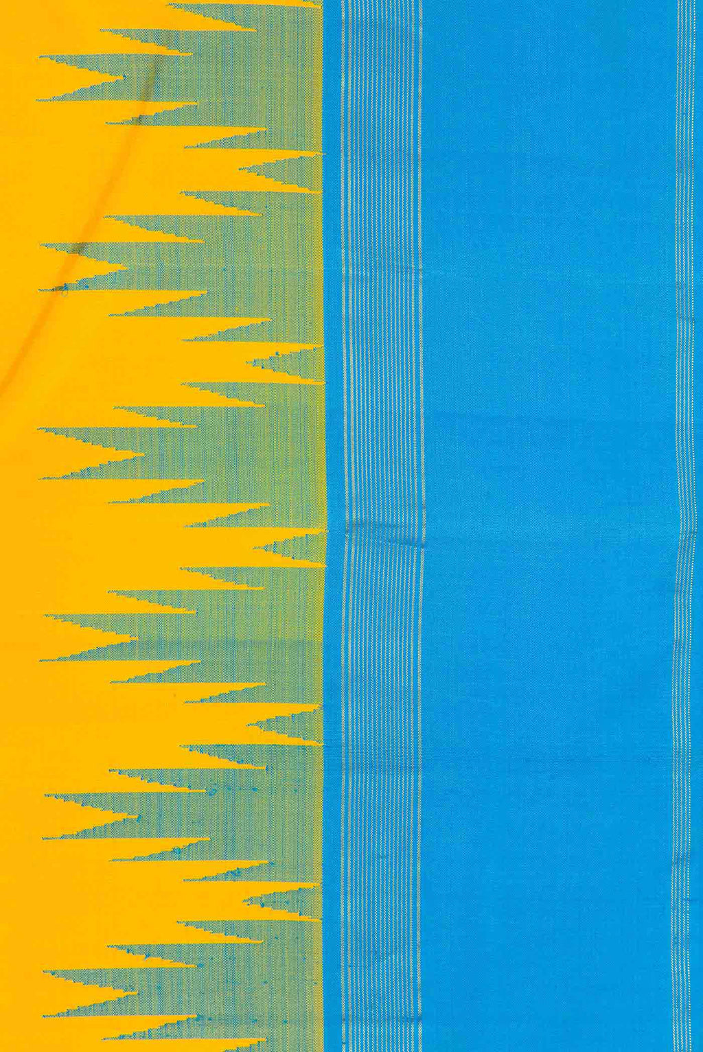 Border image of Yellow Dual Tone Kanchipuram Silk Saree with Plain Body and Temple Border