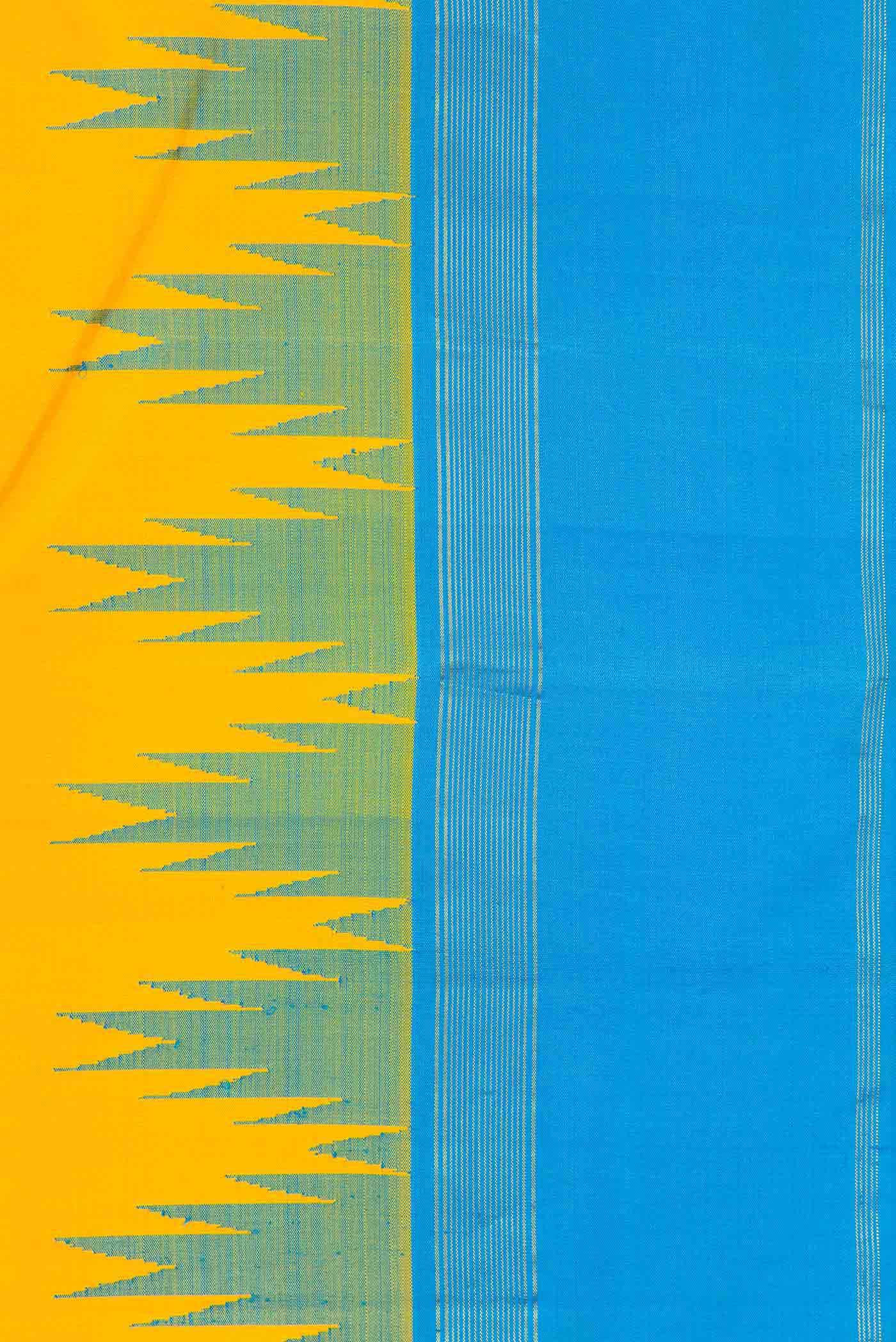 Border image of Yellow Dual Tone Kanchipuram Silk Saree with Plain Body and Temple Border