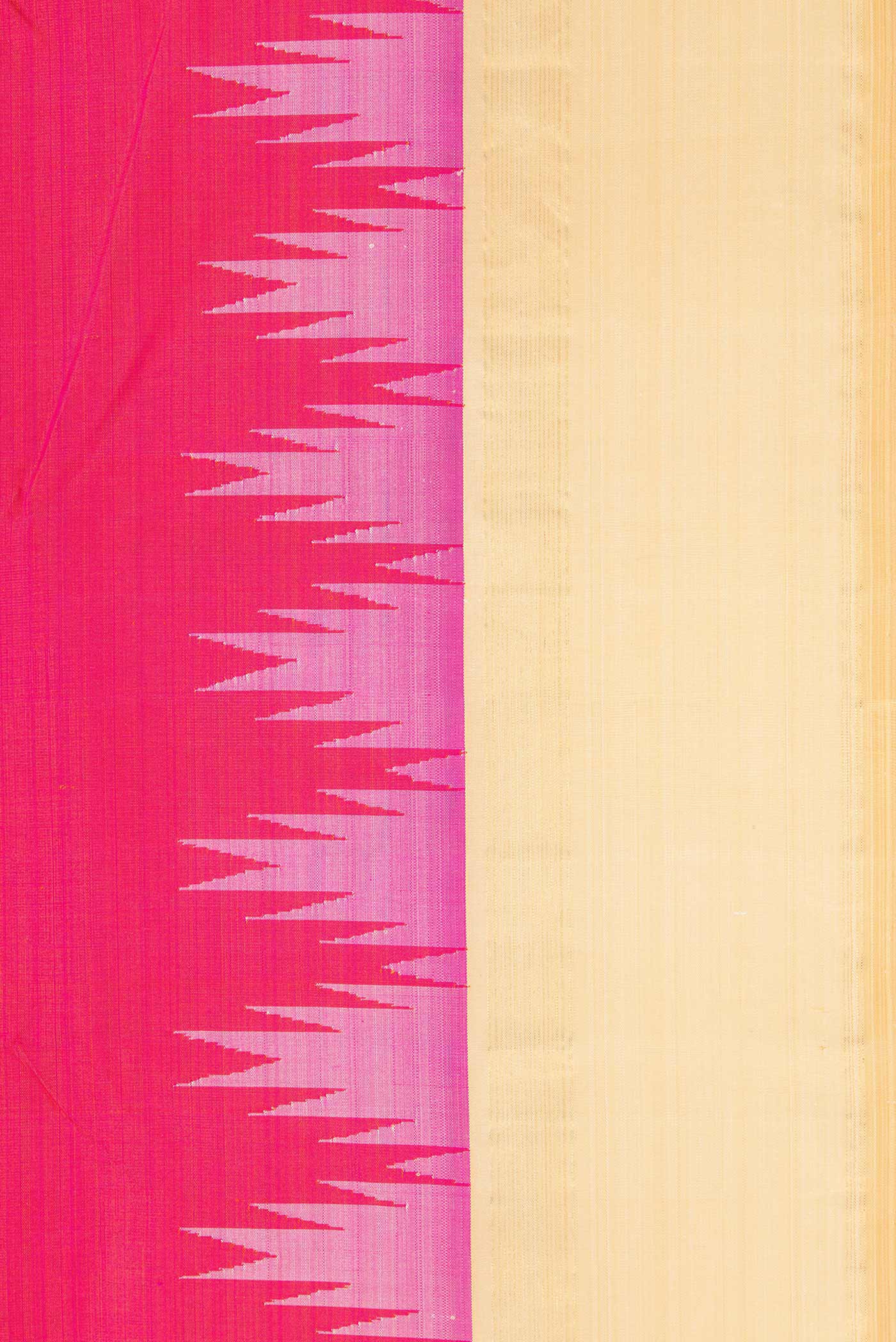 Border image of Pink Dual Tone Kanjivaram Silk Saree with Plain Body and Temple Border. 
