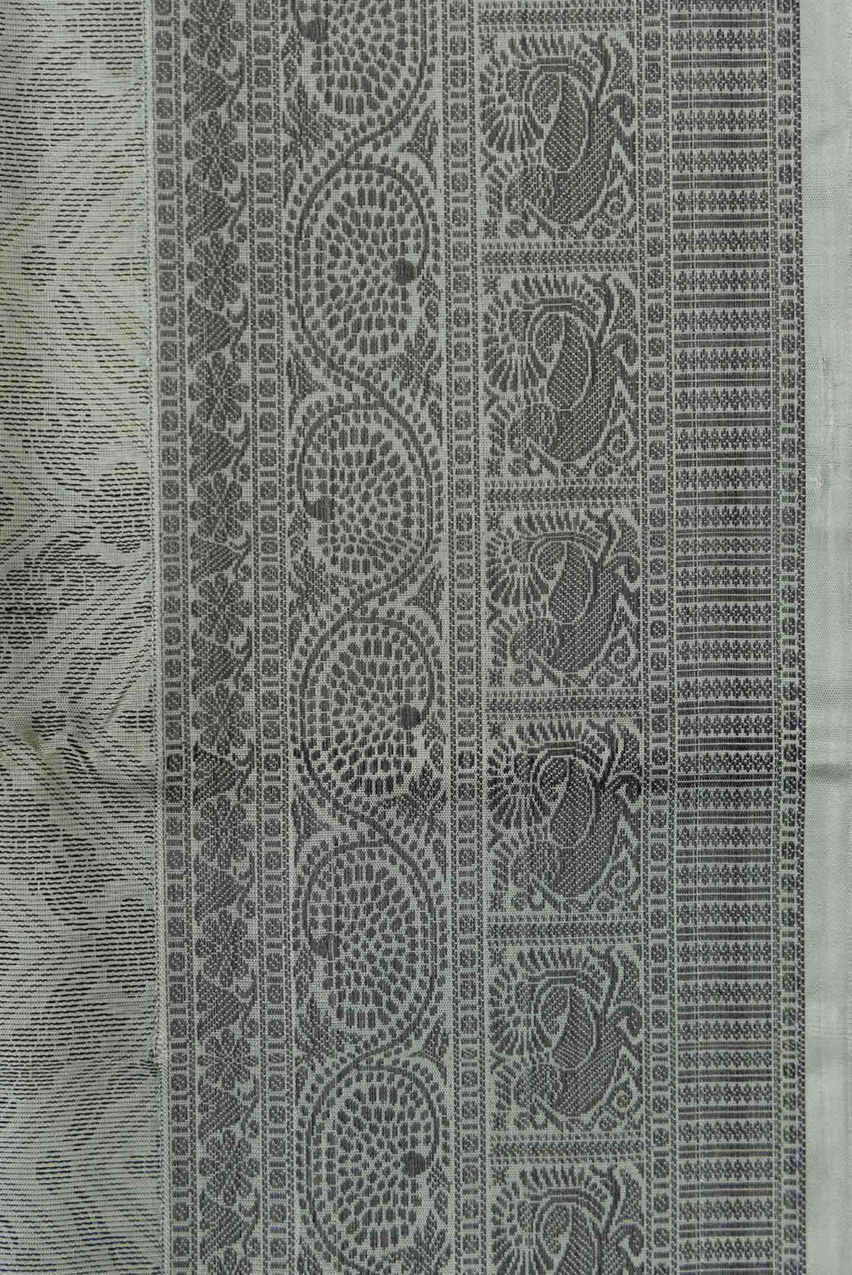 Border image of Grey Dual Tone Soft Silk Saree with Jacquard design on the body and Thread Border