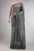 Grey Dual Tone Soft Silk Saree with Jacquard design on the body and Thread Border displayed on a mannequin