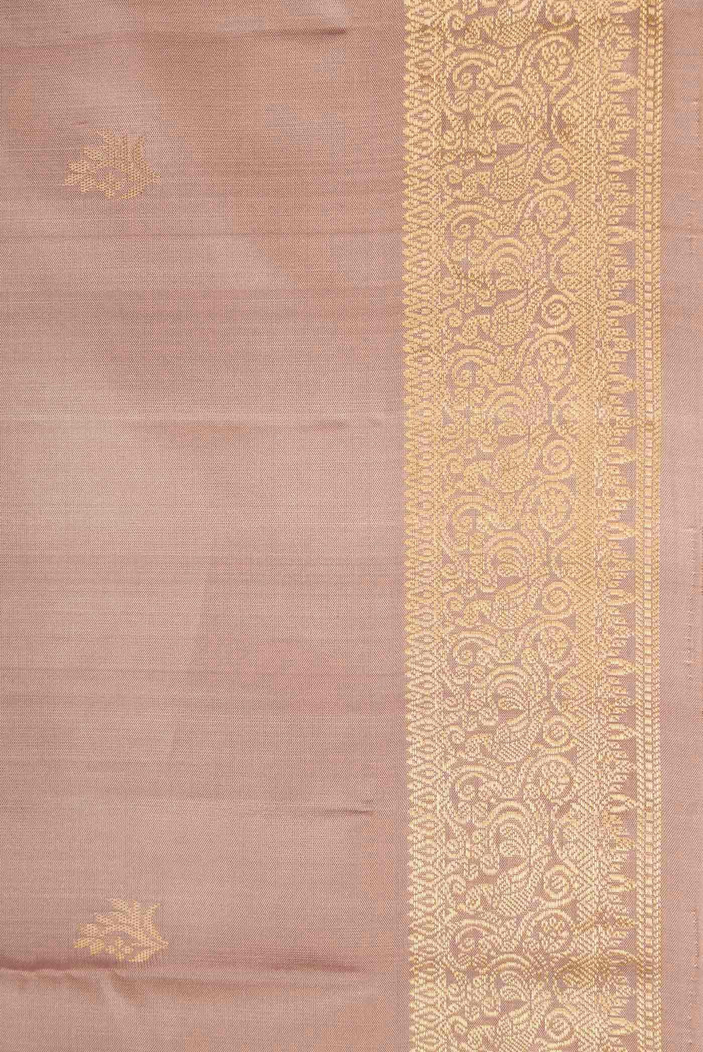 Border image of Rose Gold Dual Tone Soft Silk Saree with Zari Butta on the body and Zari Border