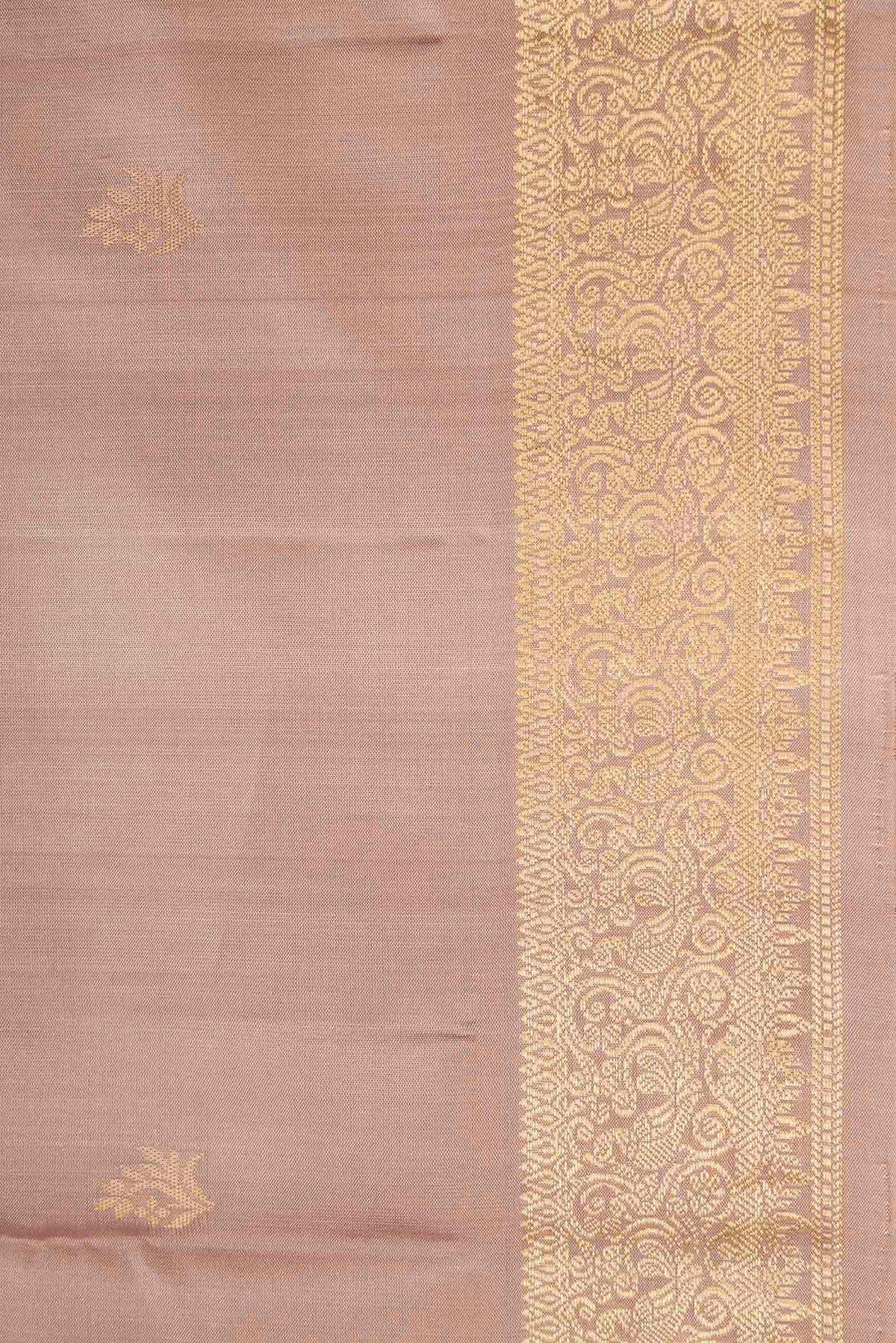 Border image of Rose Gold Dual Tone Soft Silk Saree with Zari Butta on the body and Zari Border