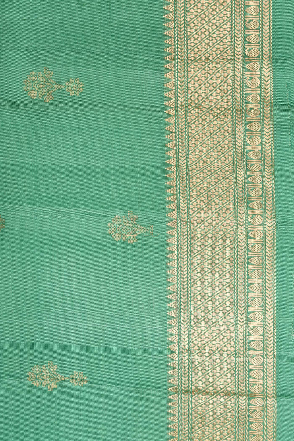 Border image of Green Dual Tone Soft Silk Saree with Zari Butta on the body and Zari Border. 