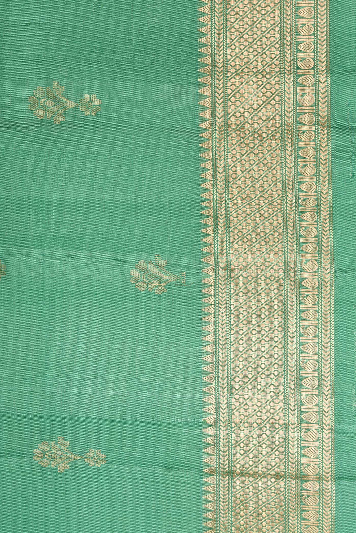 Border image of Green Dual Tone Soft Silk Saree with Zari Butta on the body and Zari Border. 