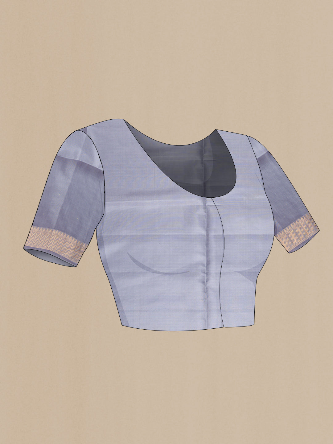 Close up image of the blouse of Pink Dual Tone Soft Silk Saree with Zari Butta on the body and Zari Border. 