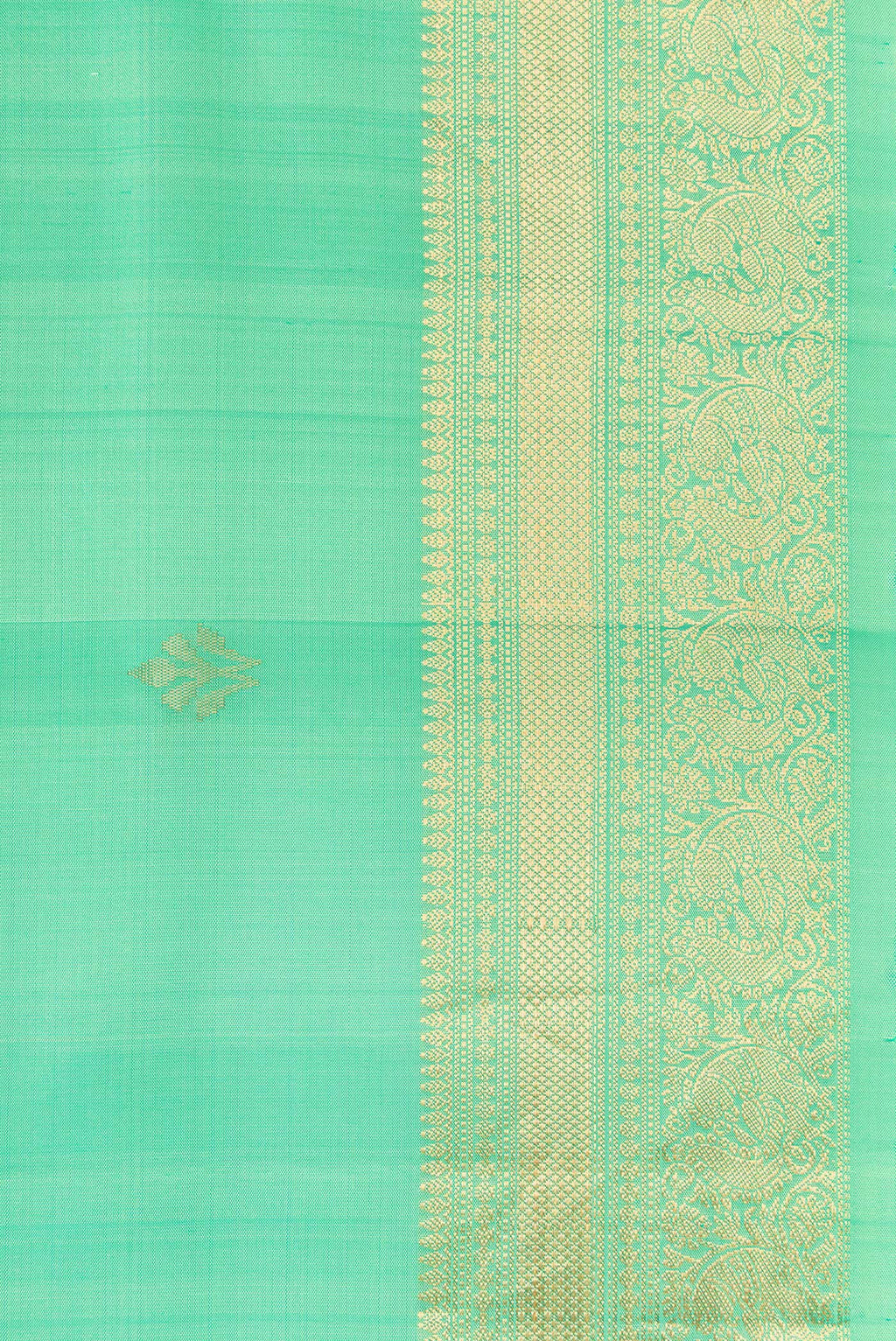 Border image of Parrot Green Dual Tone Soft Silk Saree with Zari Butta on the body and Zari Border. 