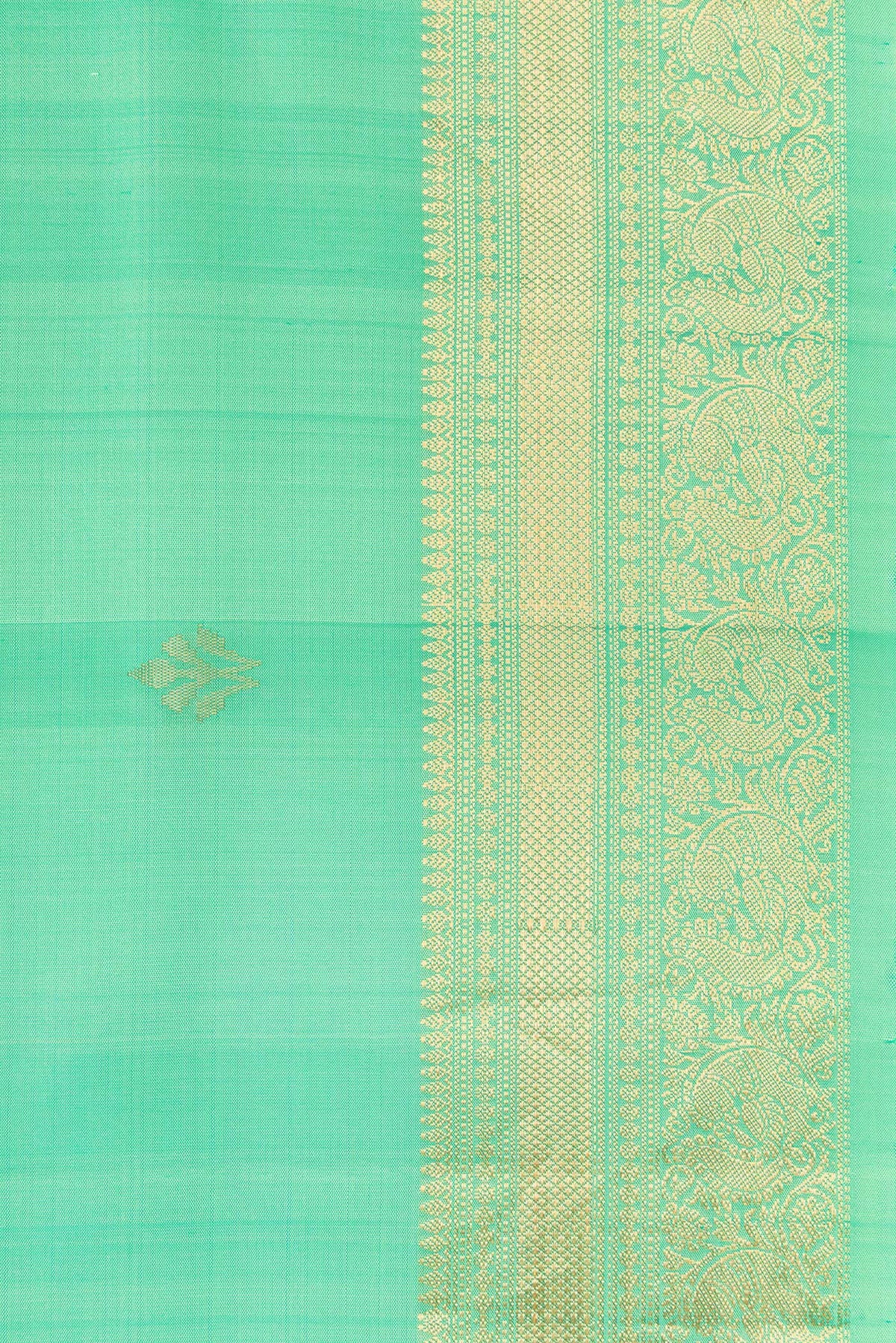 Border image of Parrot Green Dual Tone Soft Silk Saree with Zari Butta on the body and Zari Border. 