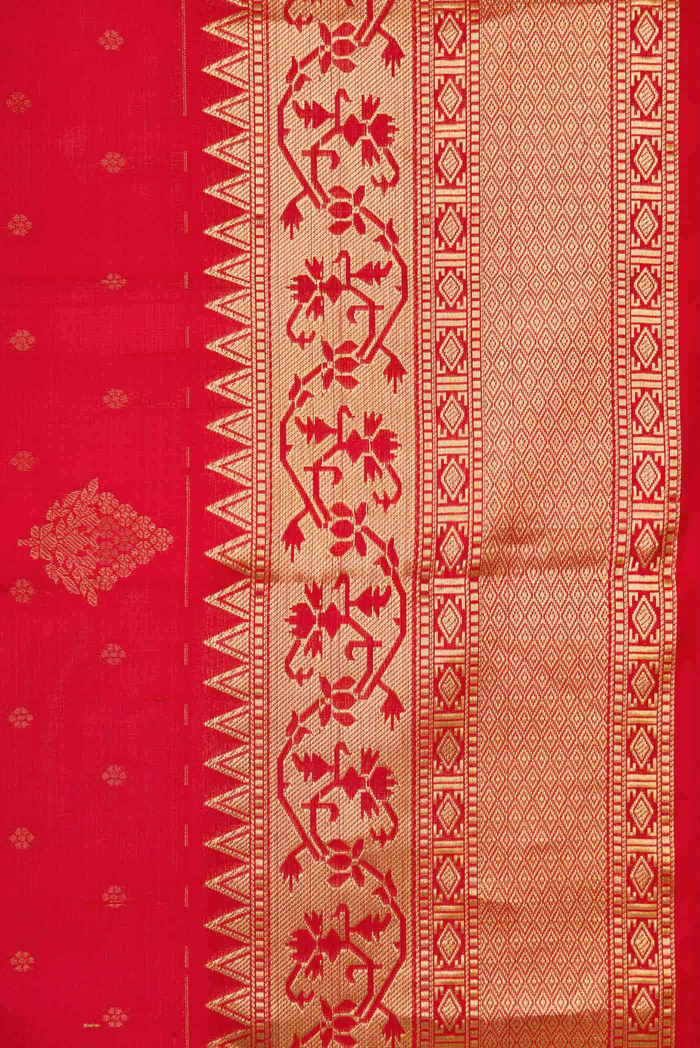 Border image of Red Dual Tone Soft Silk Saree with Zari Butta on the body and Zari Border