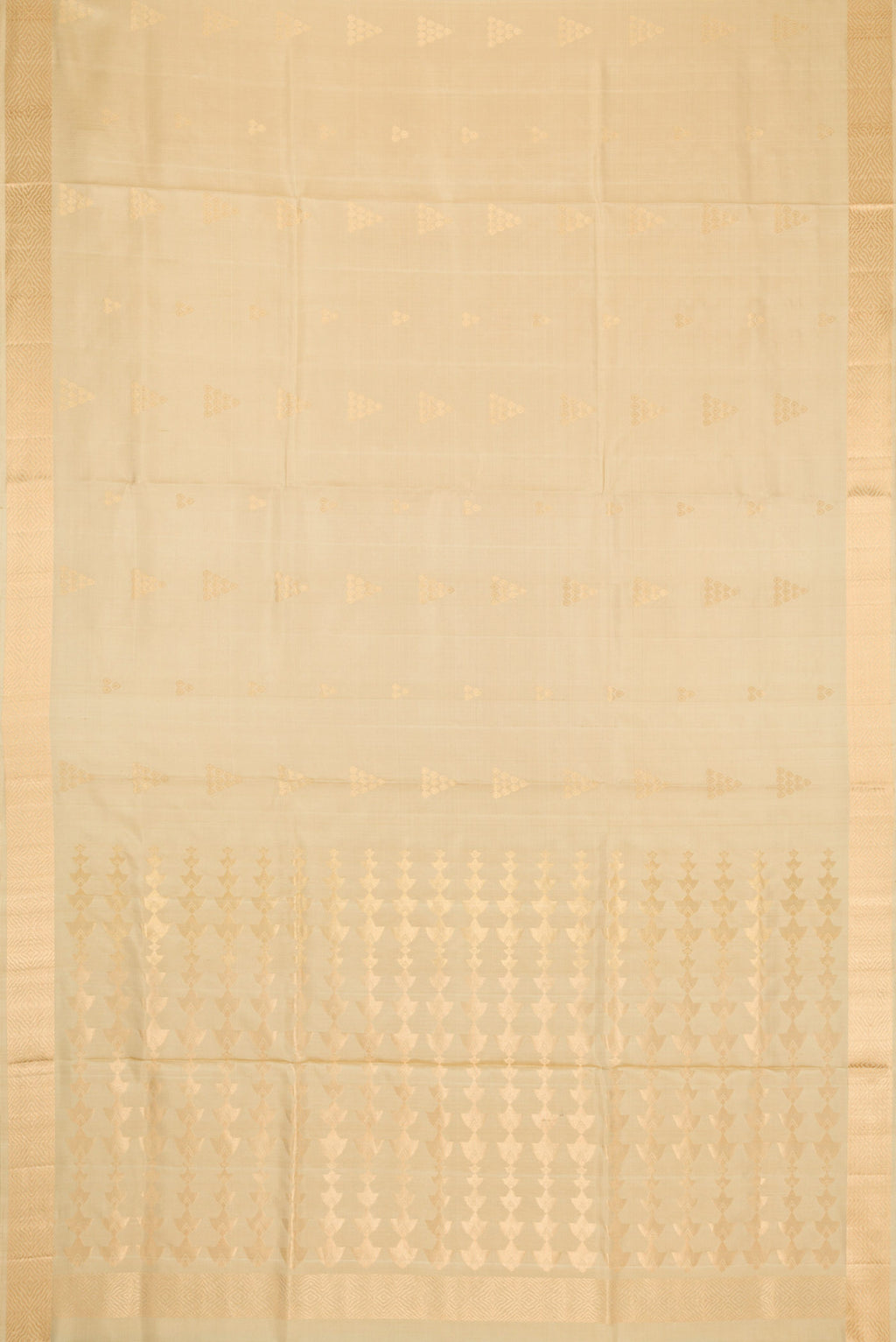 Flat view of Dark Beige Dual Tone Soft Silk Saree with Zari Butta on the body and Zari Border