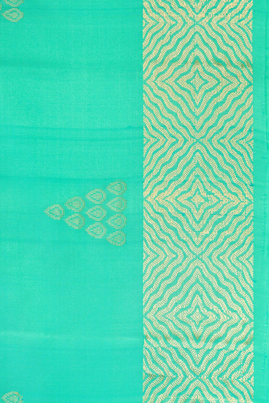 Border image of Sea Green Dual Tone Soft Silk Saree with Zari Butta on the body and Zari Border. 