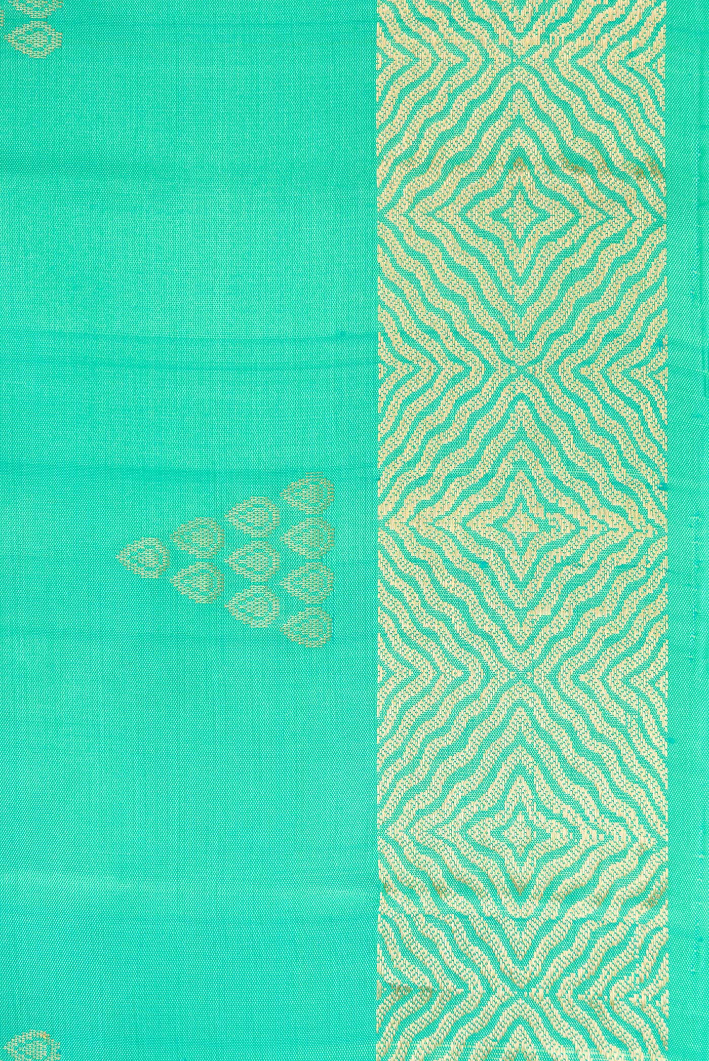 Border image of Sea Green Dual Tone Soft Silk Saree with Zari Butta on the body and Zari Border. 