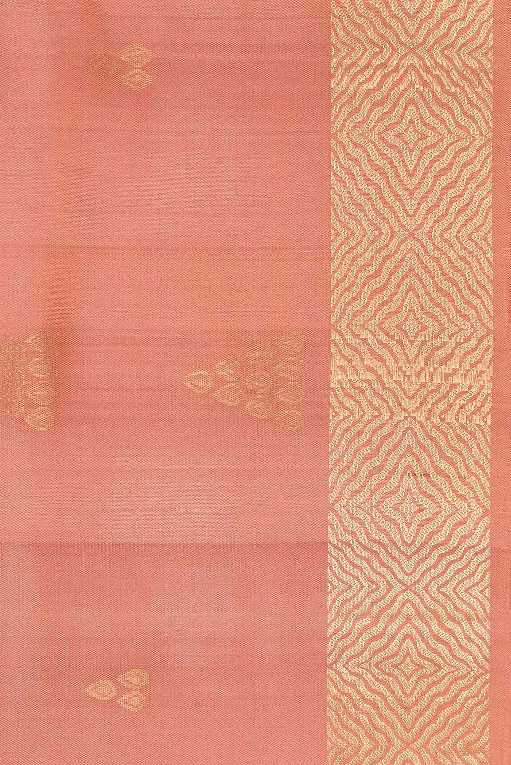 Border image of Golden Peach Dual Tone Soft Silk Saree with Zari Butta on the body and Zari Border. 