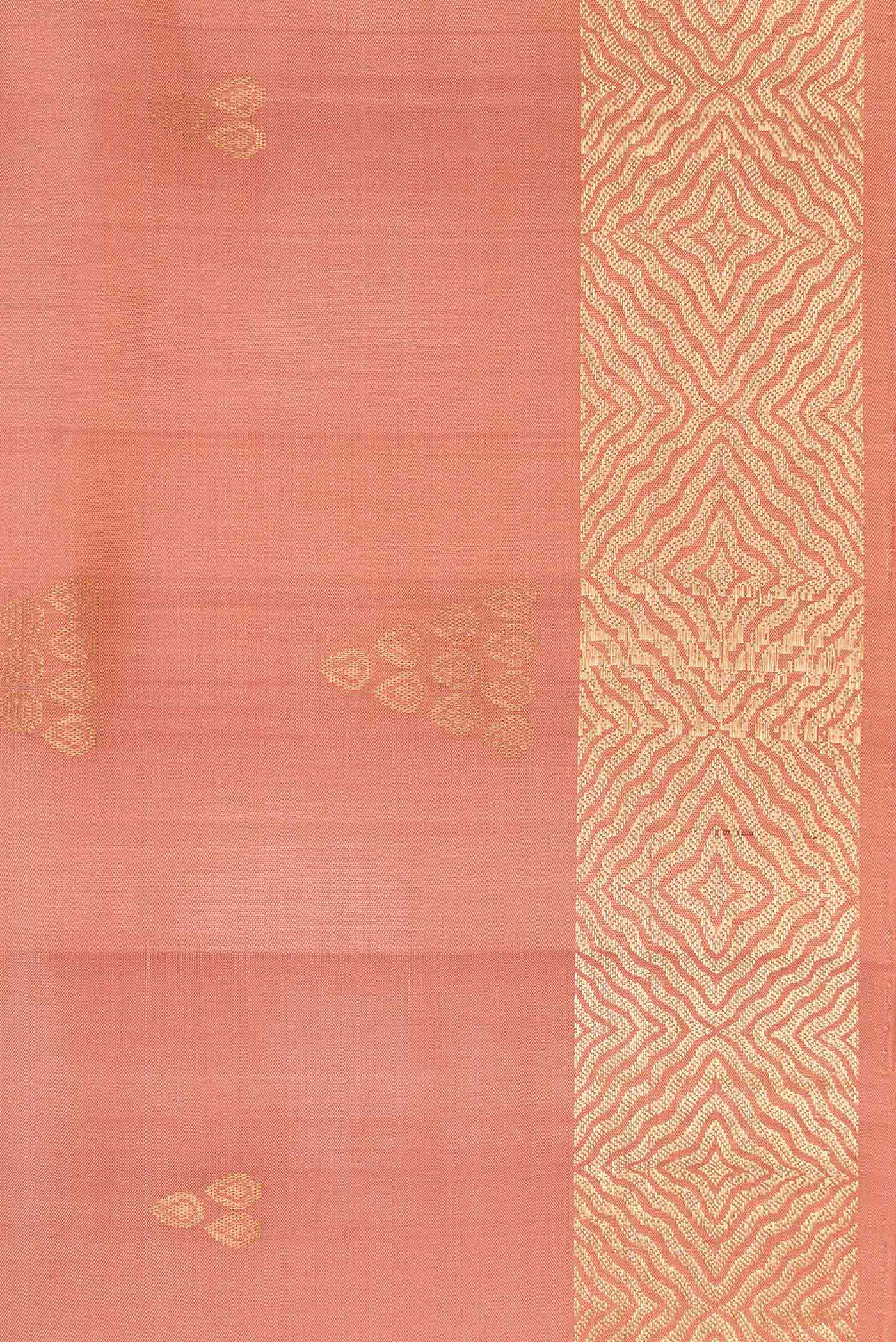 Border image of Golden Peach Dual Tone Soft Silk Saree with Zari Butta on the body and Zari Border. 