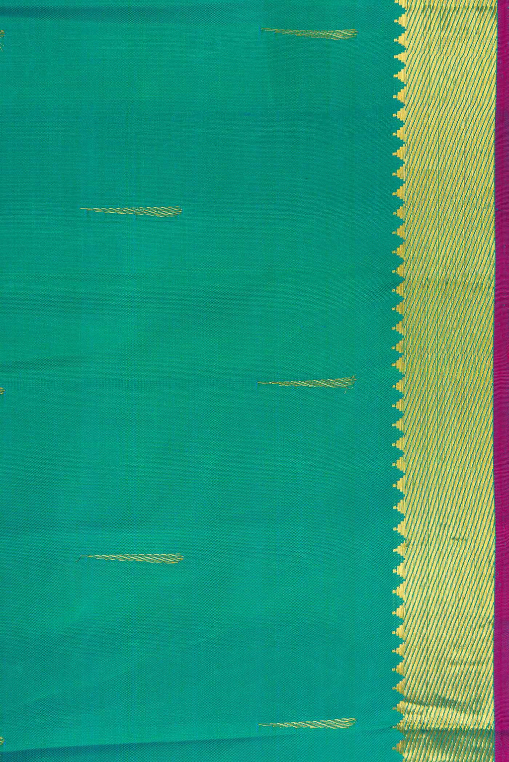 Border image of Green Dual Tone Kanchipuram Silk Saree with Zari Butta on the body and Zari Border. 