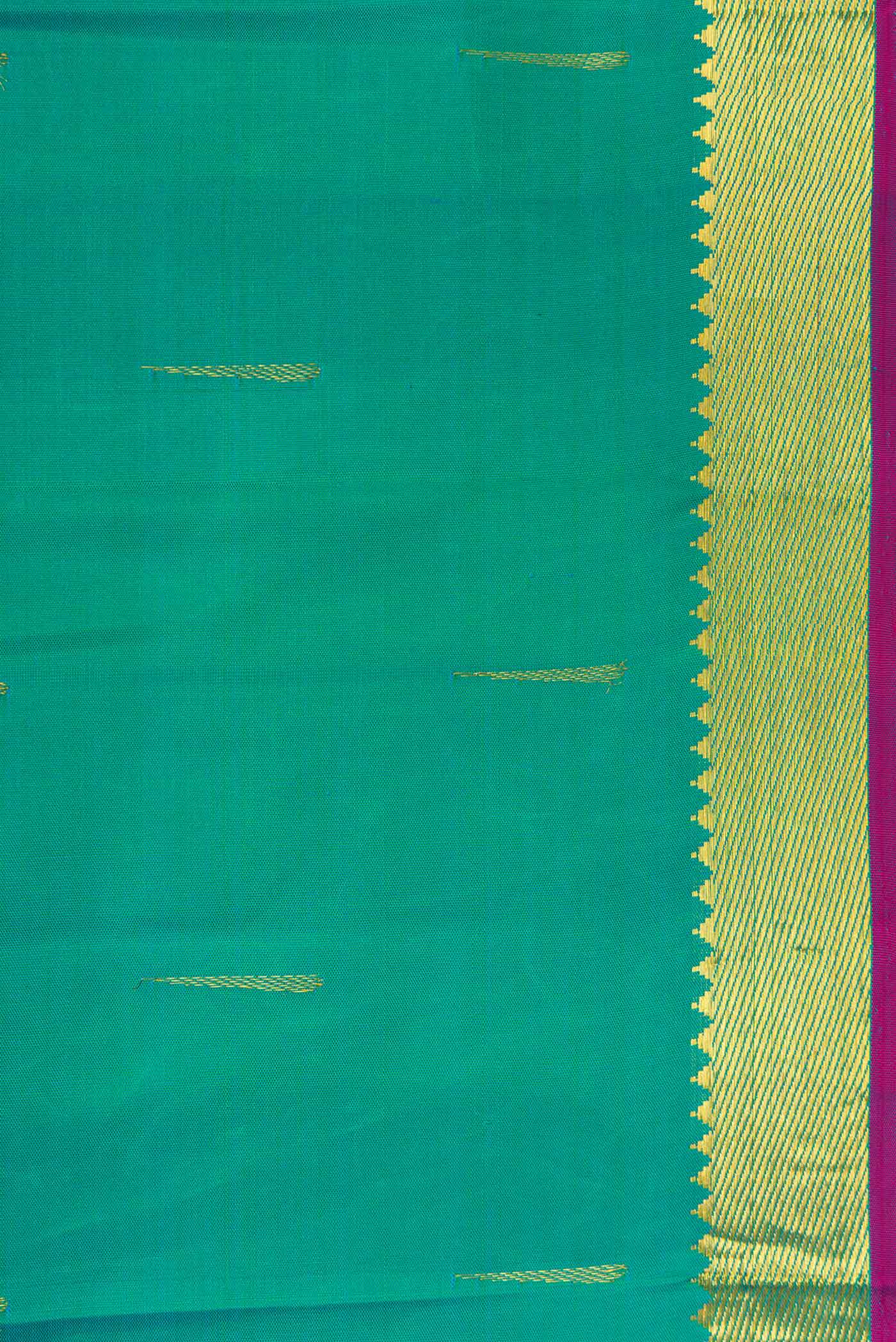 Border image of Green Dual Tone Kanchipuram Silk Saree with Zari Butta on the body and Zari Border. 