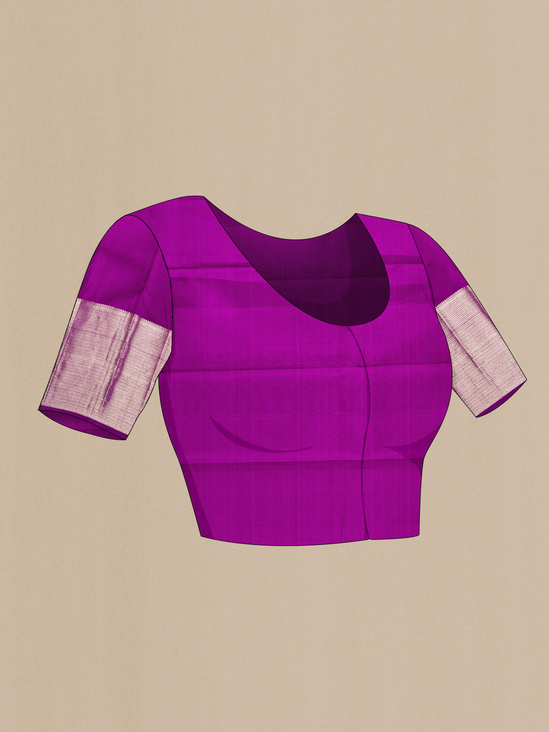 Close up image of the blouse of Pink Dual Tone Kanjivaram Silk Saree with Zari Butta on the body and Fancy Border. 