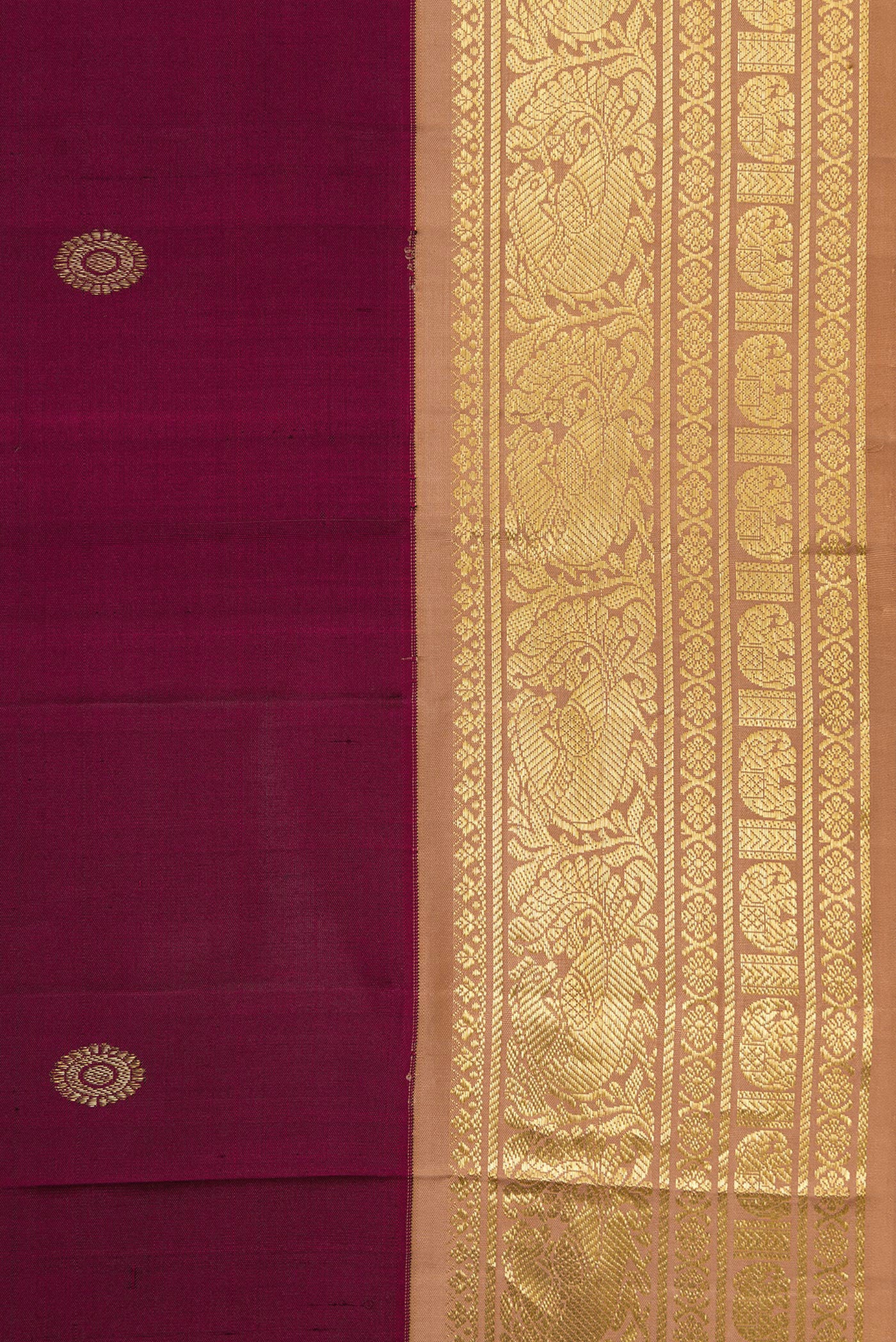 Border image of Coffee Brown Dual Tone Kanjivaram Silk Saree with Zari Butta on the body and Zari Border. 