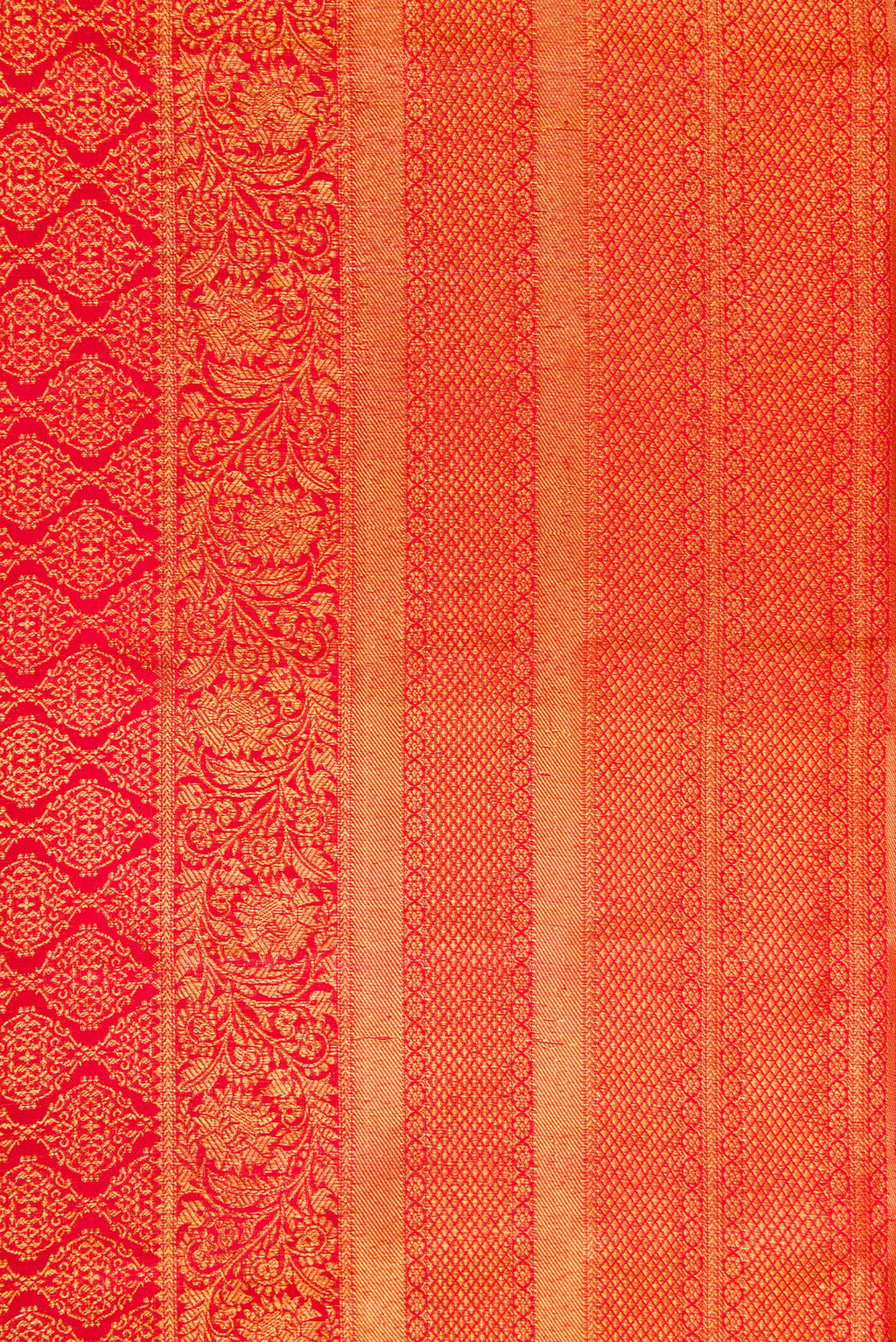 Border image of Red Dual Tone Kanjivaram Silk Saree with Zari Brocade on the body and Fancy Border. 