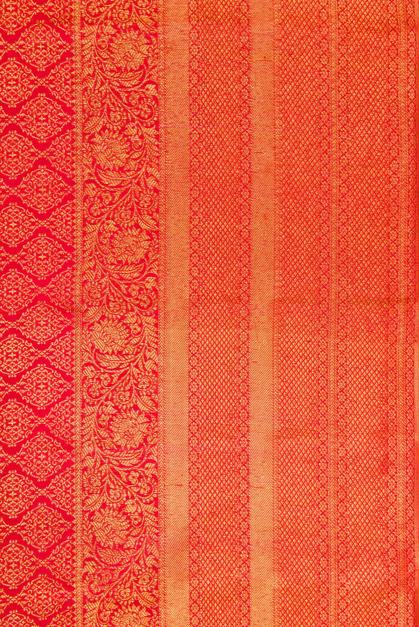Border image of Red Dual Tone Kanjivaram Silk Saree with Zari Brocade on the body and Fancy Border. 