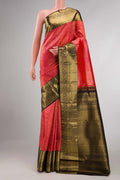 Pink Dual Tone Kanchipuram Saree with Zari Brocade on the body and Zari Border displayed on a mannequin