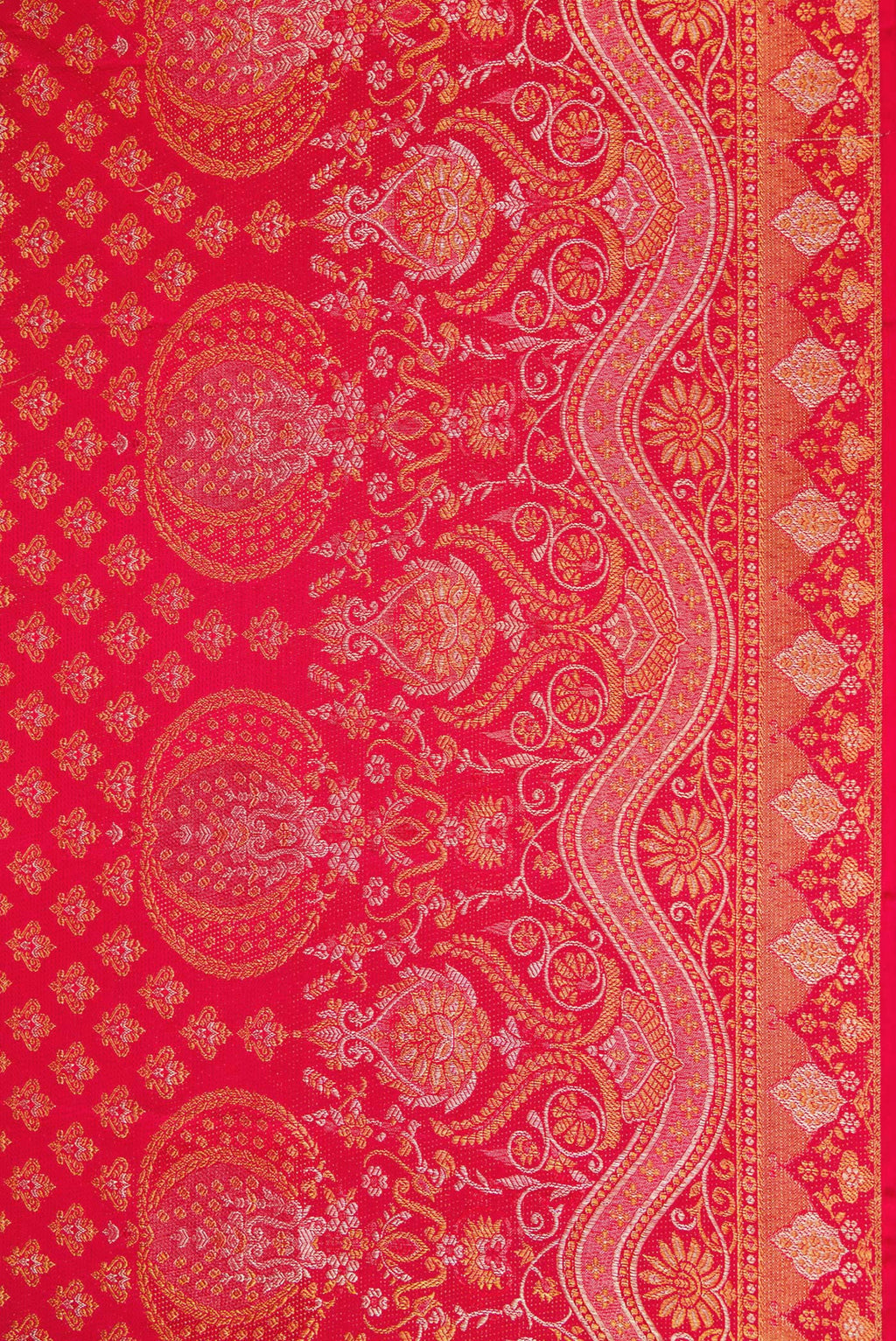 Border image of Red Dual Tone Kanjivaram Silk Saree with Zari Brocade on the body and Fancy Border. 