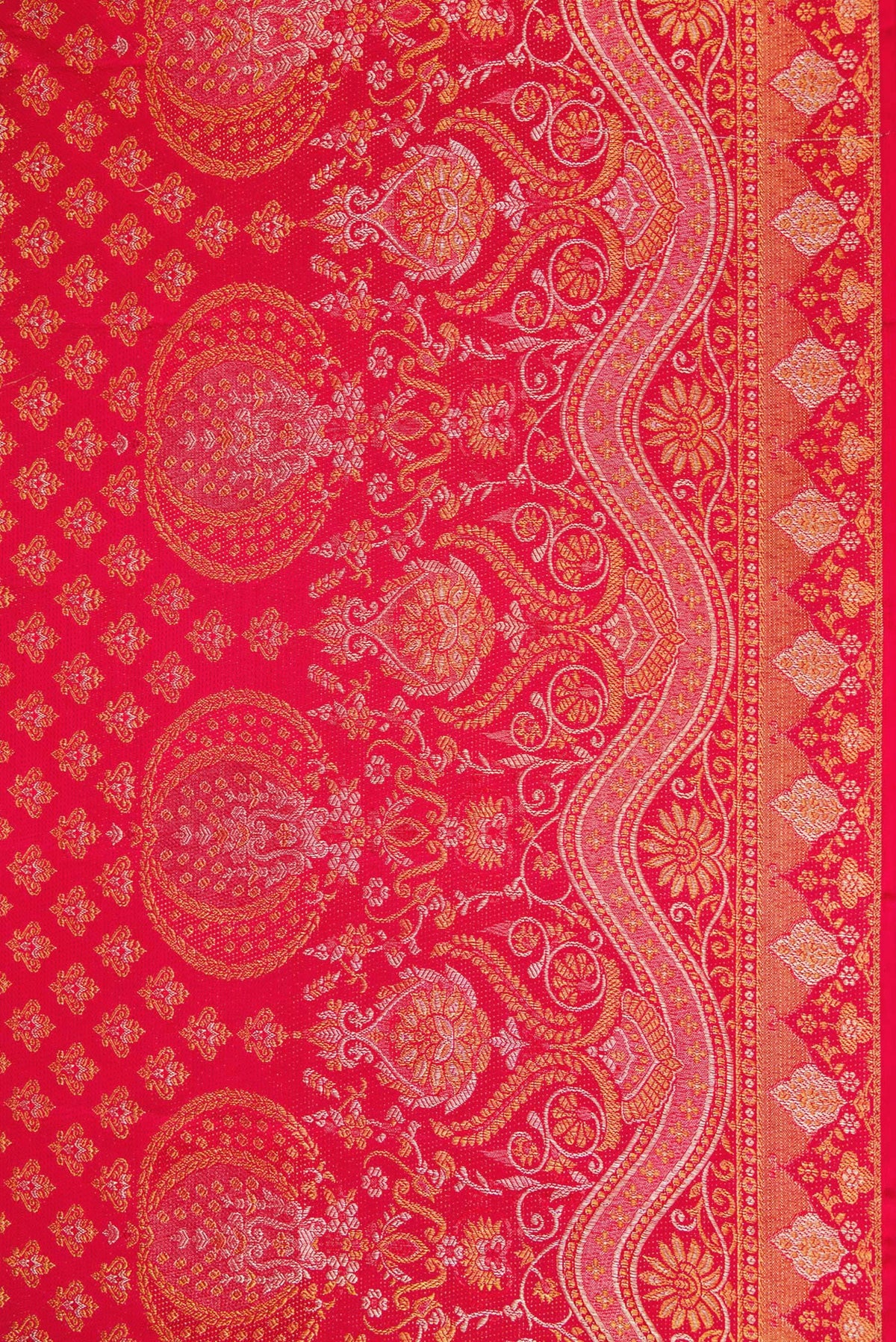 Border image of Red Dual Tone Kanjivaram Silk Saree with Zari Brocade on the body and Fancy Border. 