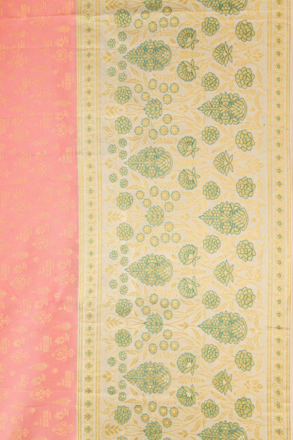 Border image of Pink Dual Tone Kanjivaram Silk Saree with Zari Brocade on the body and Fancy Border. 