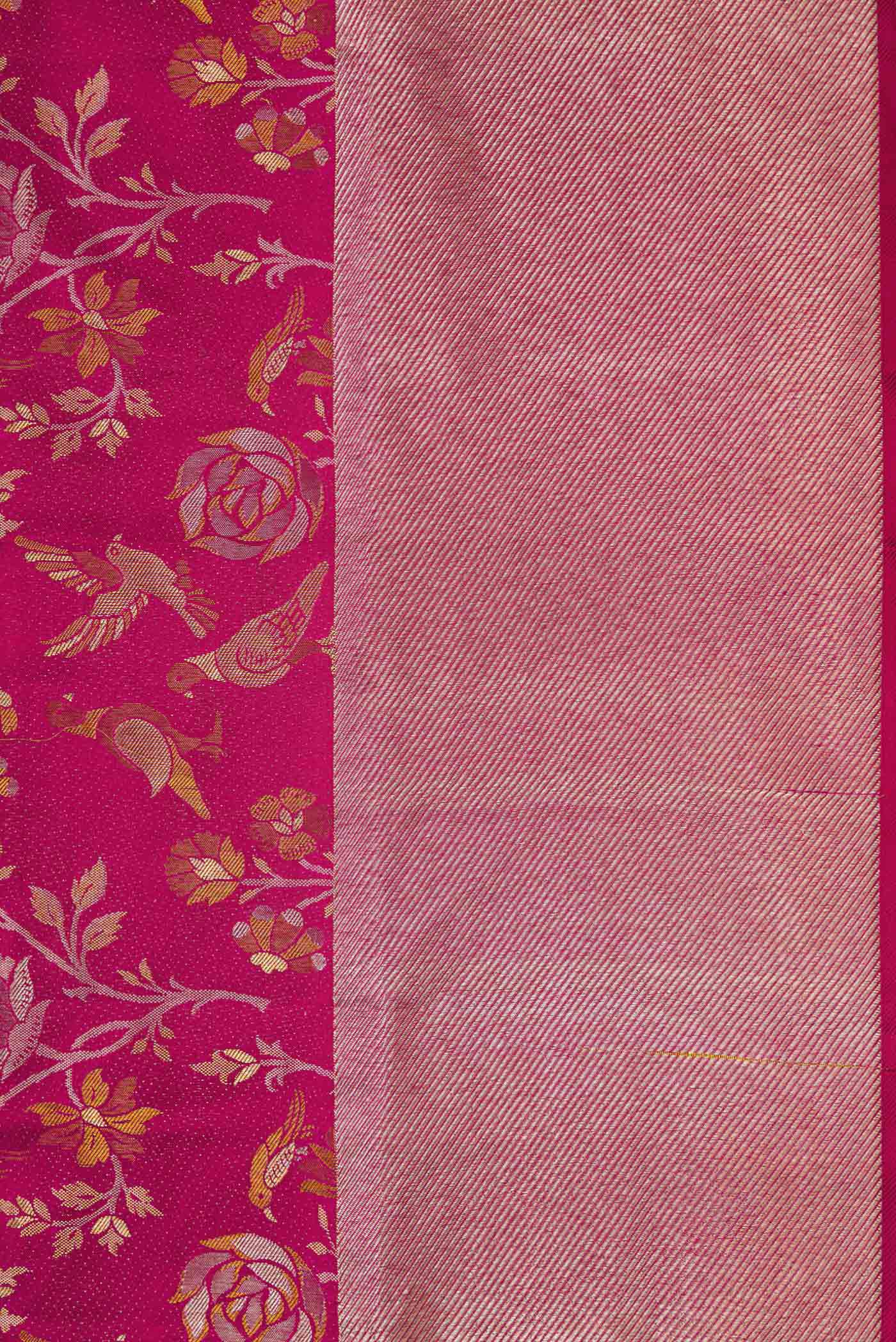 Border image of Magenta Dual Tone Kanjivaram Silk Saree with Zari Brocade on the body and Zari Border. 