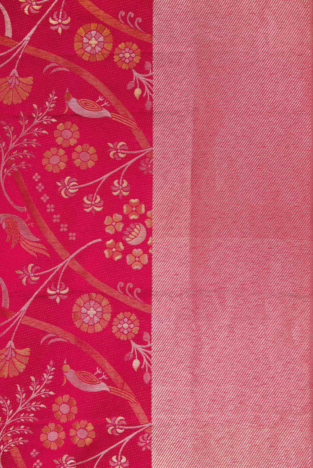 Border image of Red Dual Tone Kanjivaram Silk Saree with Zari Brocade on the body and Zari Border. 