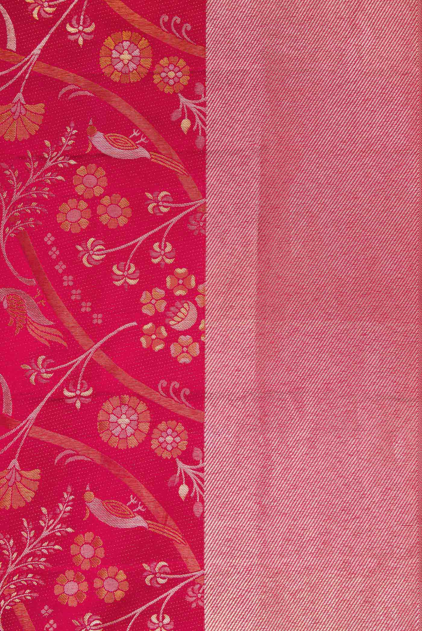 Border image of Red Dual Tone Kanjivaram Silk Saree with Zari Brocade on the body and Zari Border. 