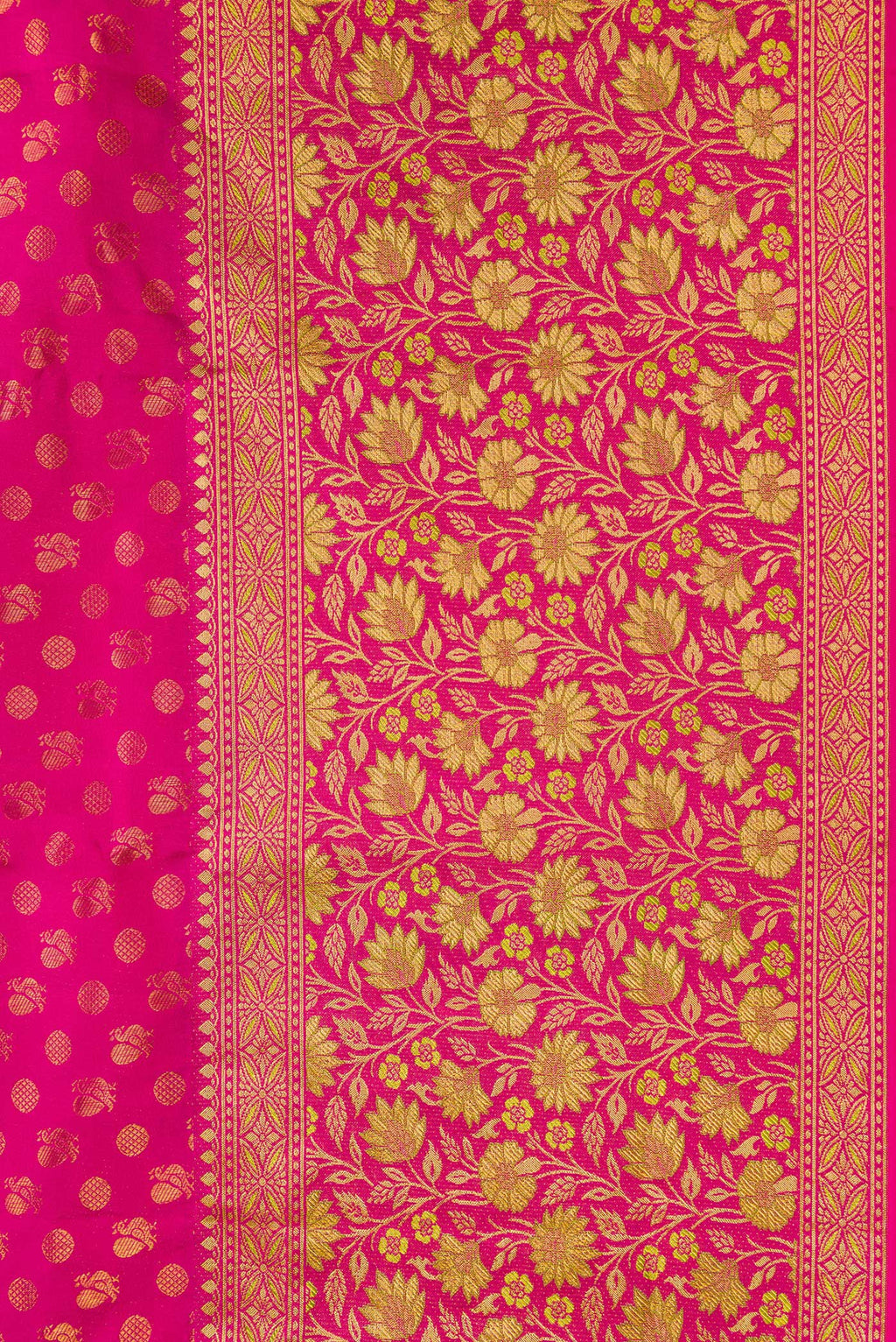 Border image of Pink Dual Tone Kanjivaram Silk Saree with Zari Brocade on the body and Zari Border. 