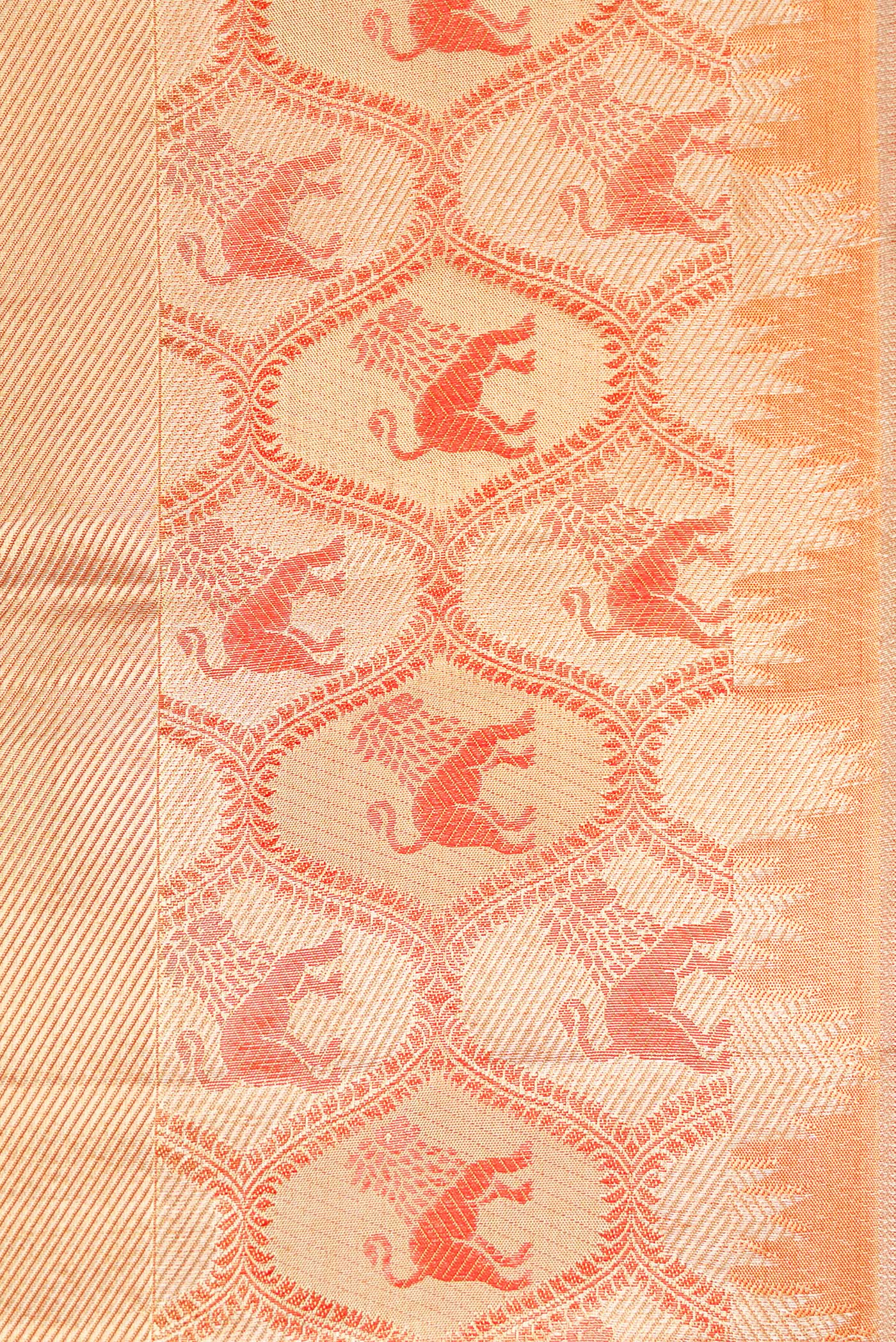 Border image of Gold Dual Tone Kanchipuram Tissue Silk Saree with Zari Brocade on the body and Fancy Border. 