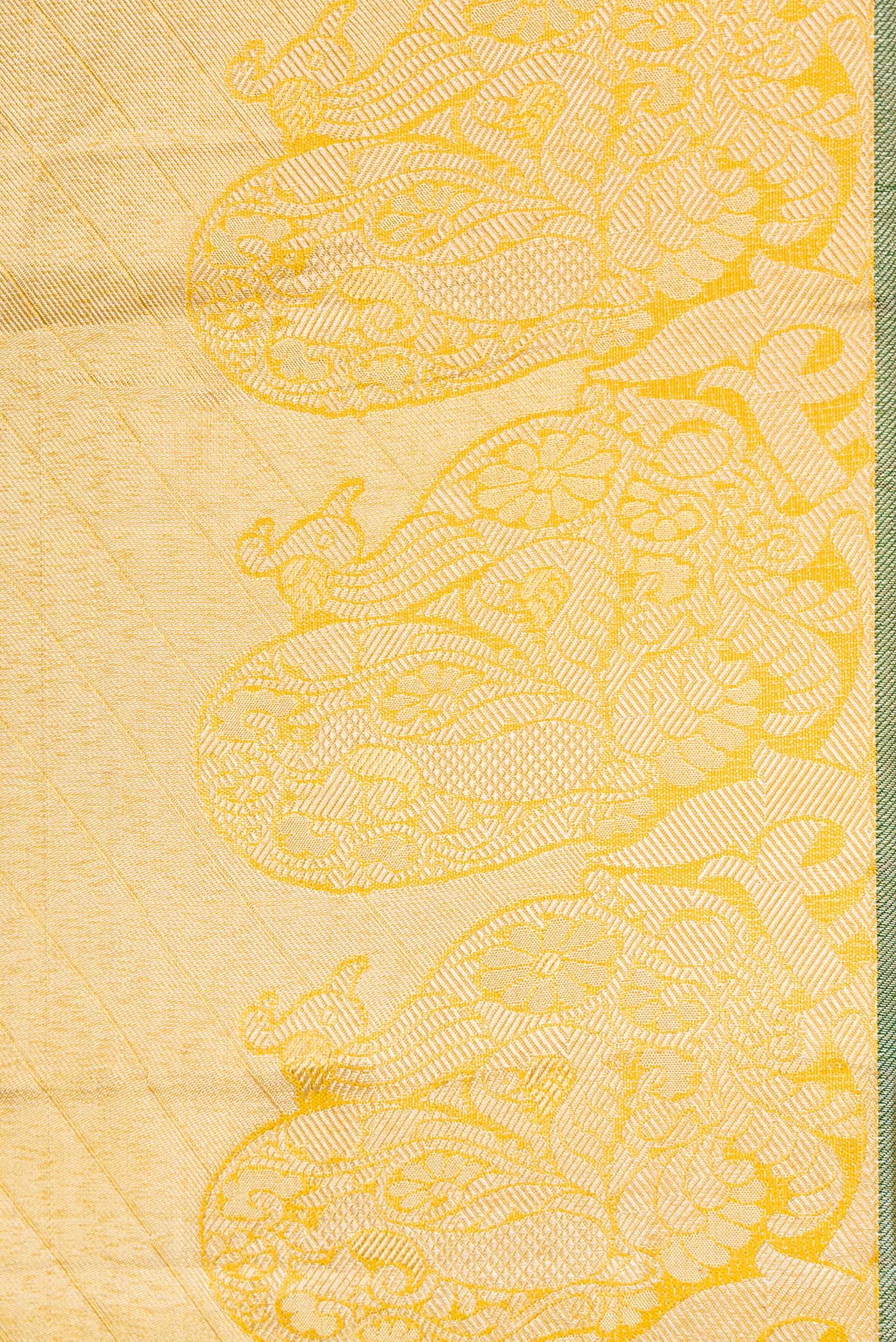 Border image of Gold Dual Tone Kanchipuram Tissue Silk Saree with Zari Brocade on the body and Zari Border. 